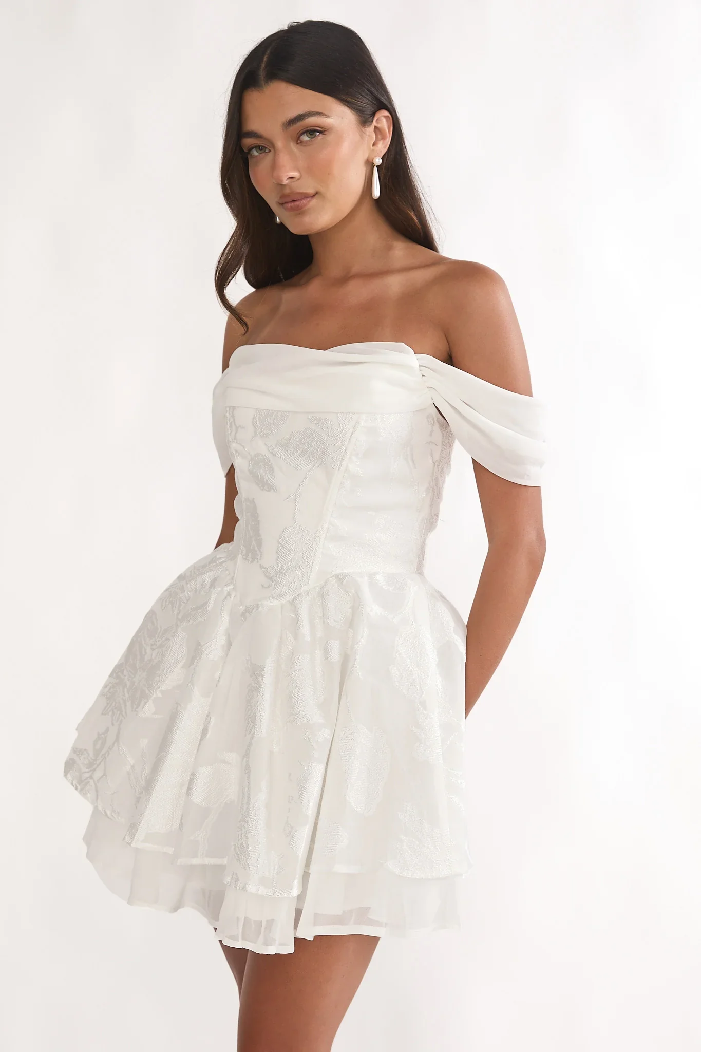 Lusting Off Shoulder Mini Dress White