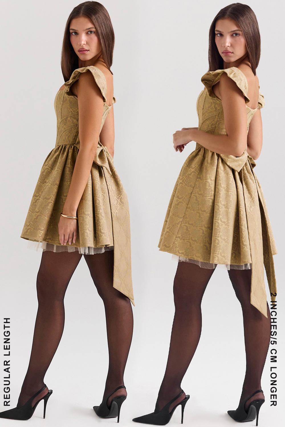 Gold Jacquard Mini Dress