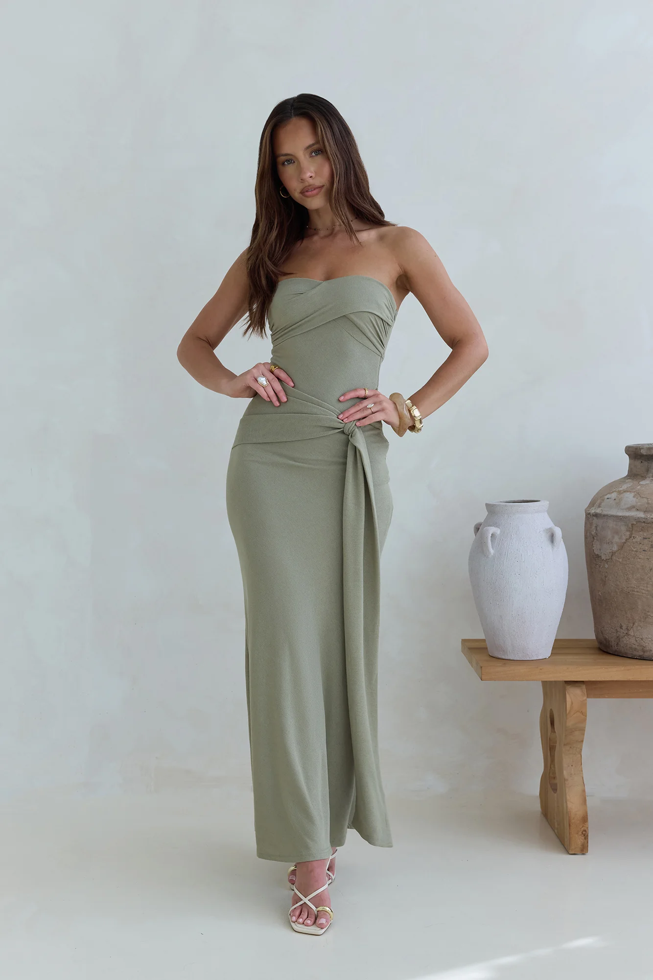 Follow You Strapless Maxi Dress Sage - luluinthesky