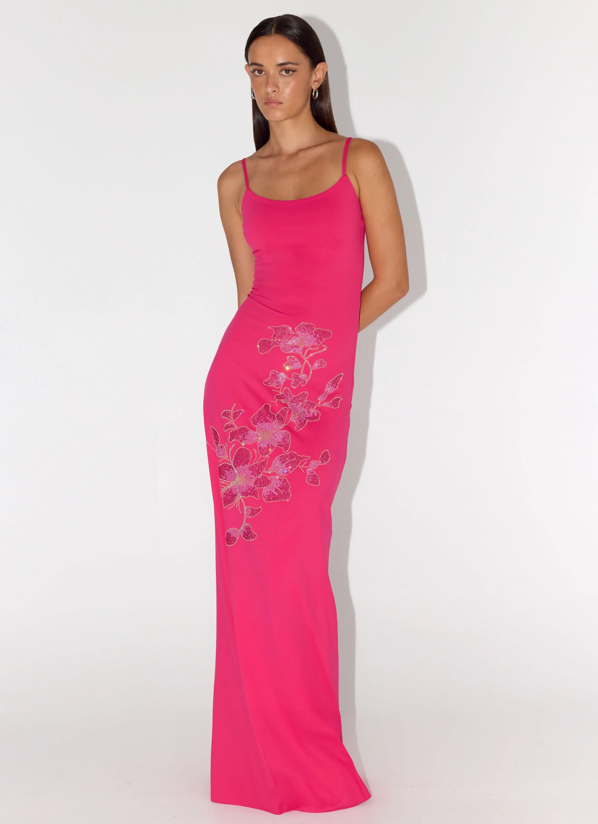Carmine Embellished Maxi Dress - Fuchsia - luluinthesky
