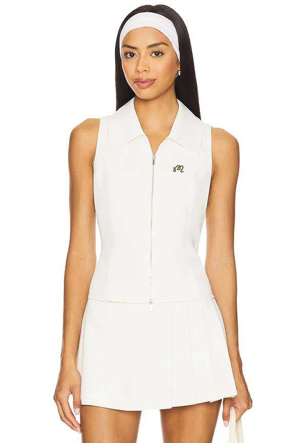 Gemma Zip Sleeveless Polo Top