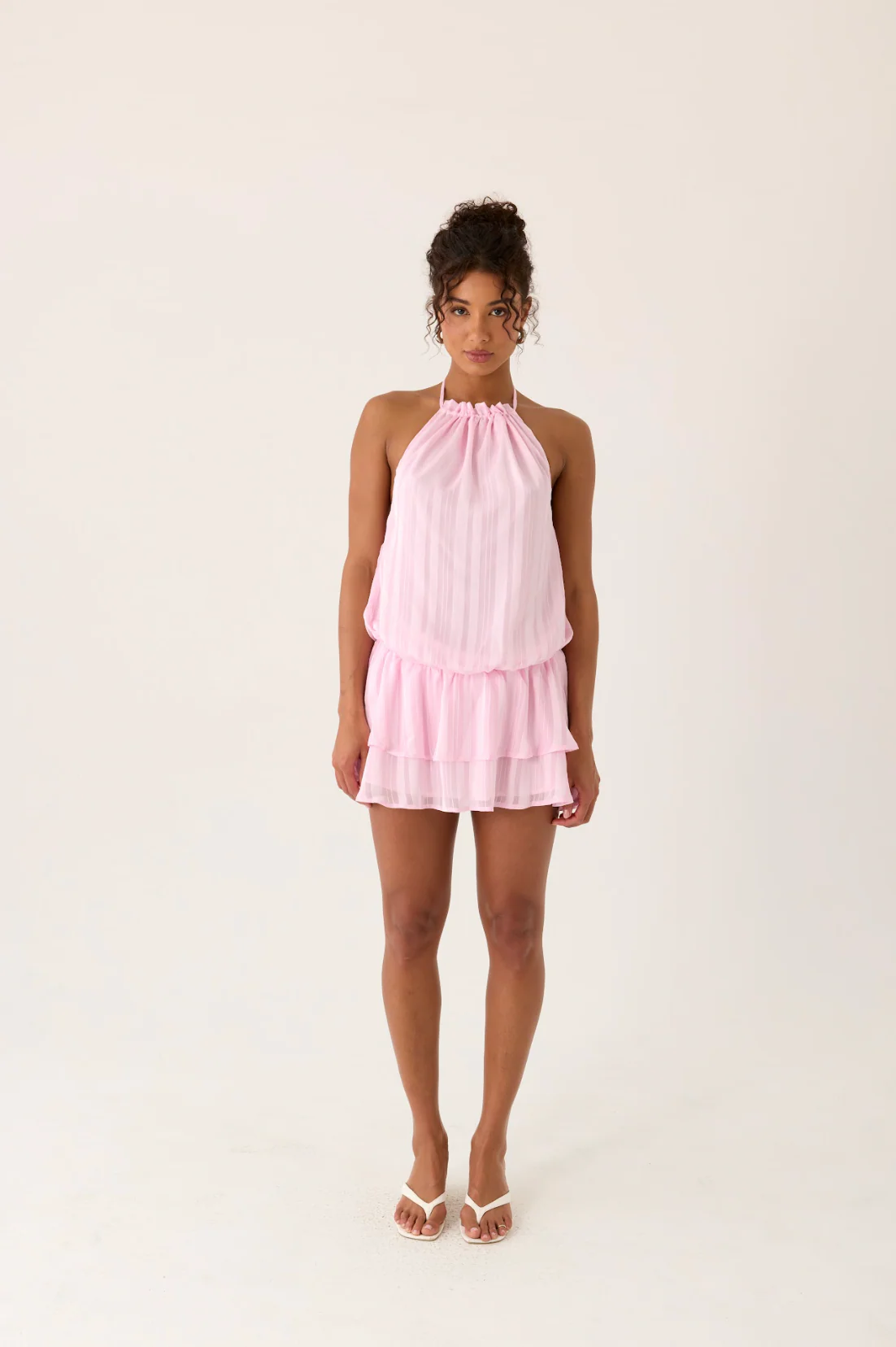 Parade Halter Mini Dress - Pink - luluinthesky