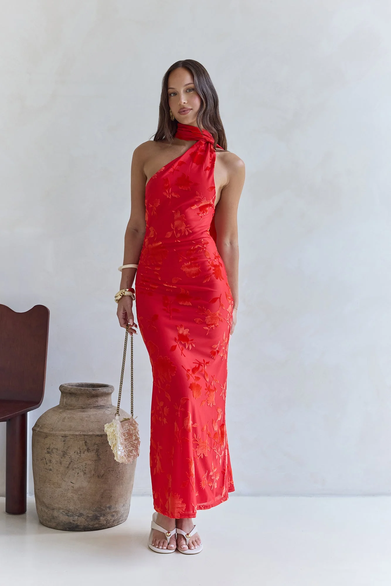 Catching Blooms Maxi Dress Red
