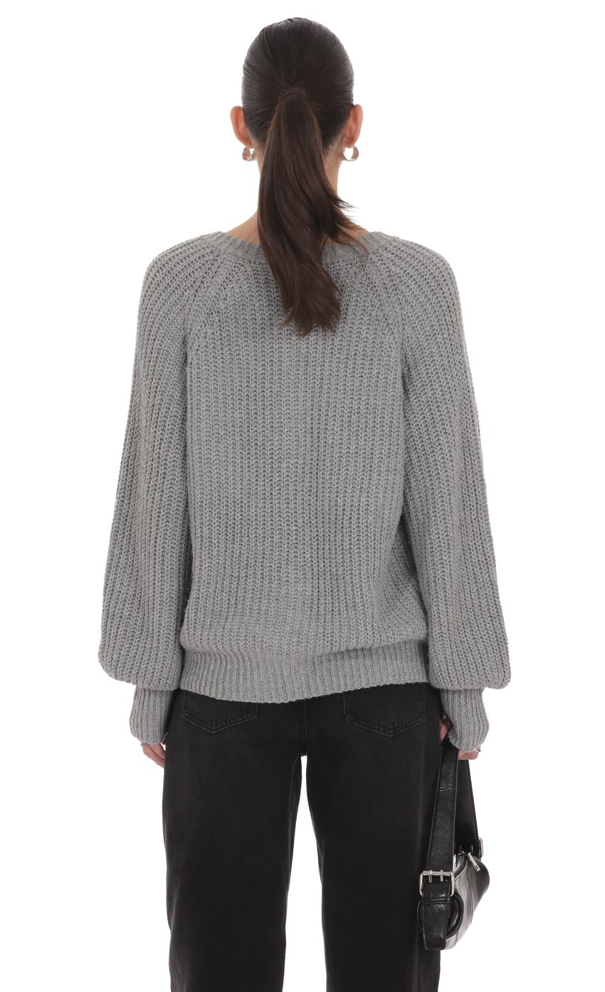 Braid Cable Knit Cardigan in Gray