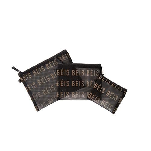 BEIS 'The Mesh Pouch Trio in Black