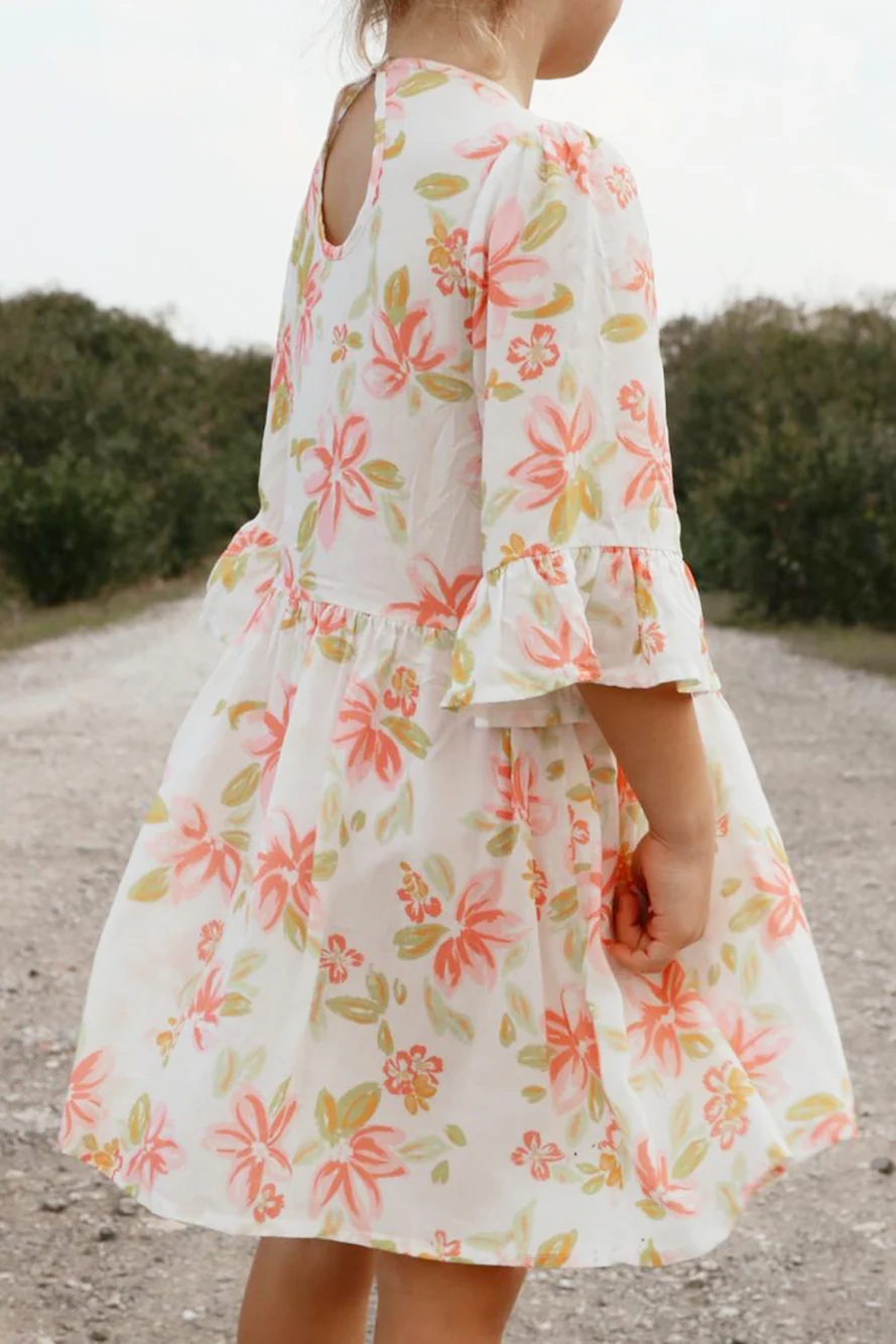 HELLO MINI Twirling In Tulips Dress White - luluinthesky