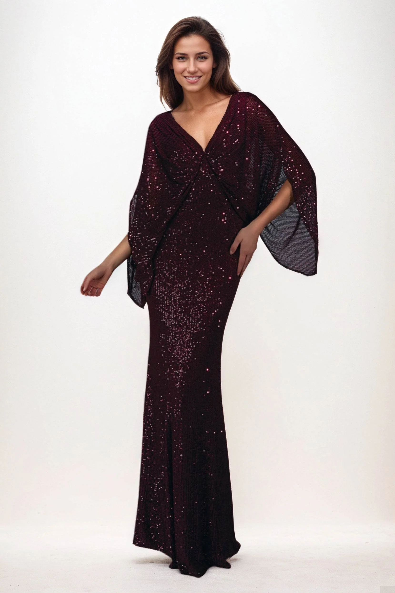 Sheath-Column Maxi Sequined Wedding Guest Dress CG0284
