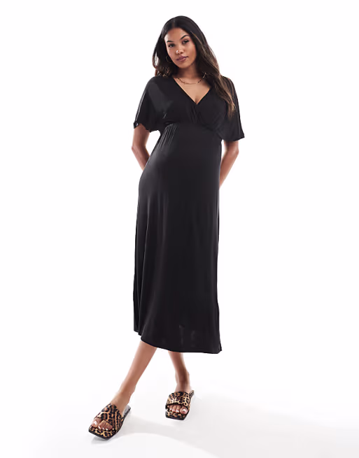ONLY Maternity nursing maxi dress in black