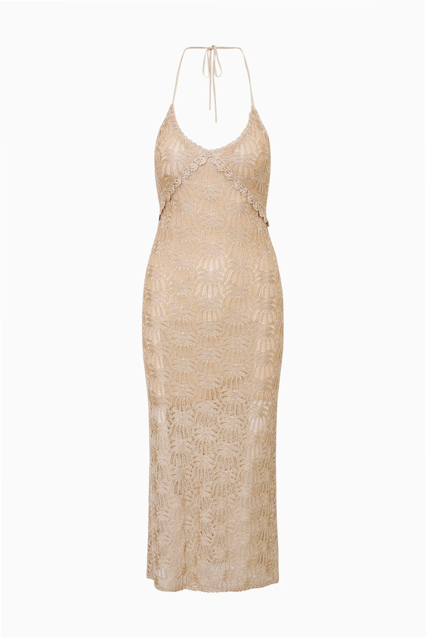 Vreya Metallic Crochet Maxi Dress