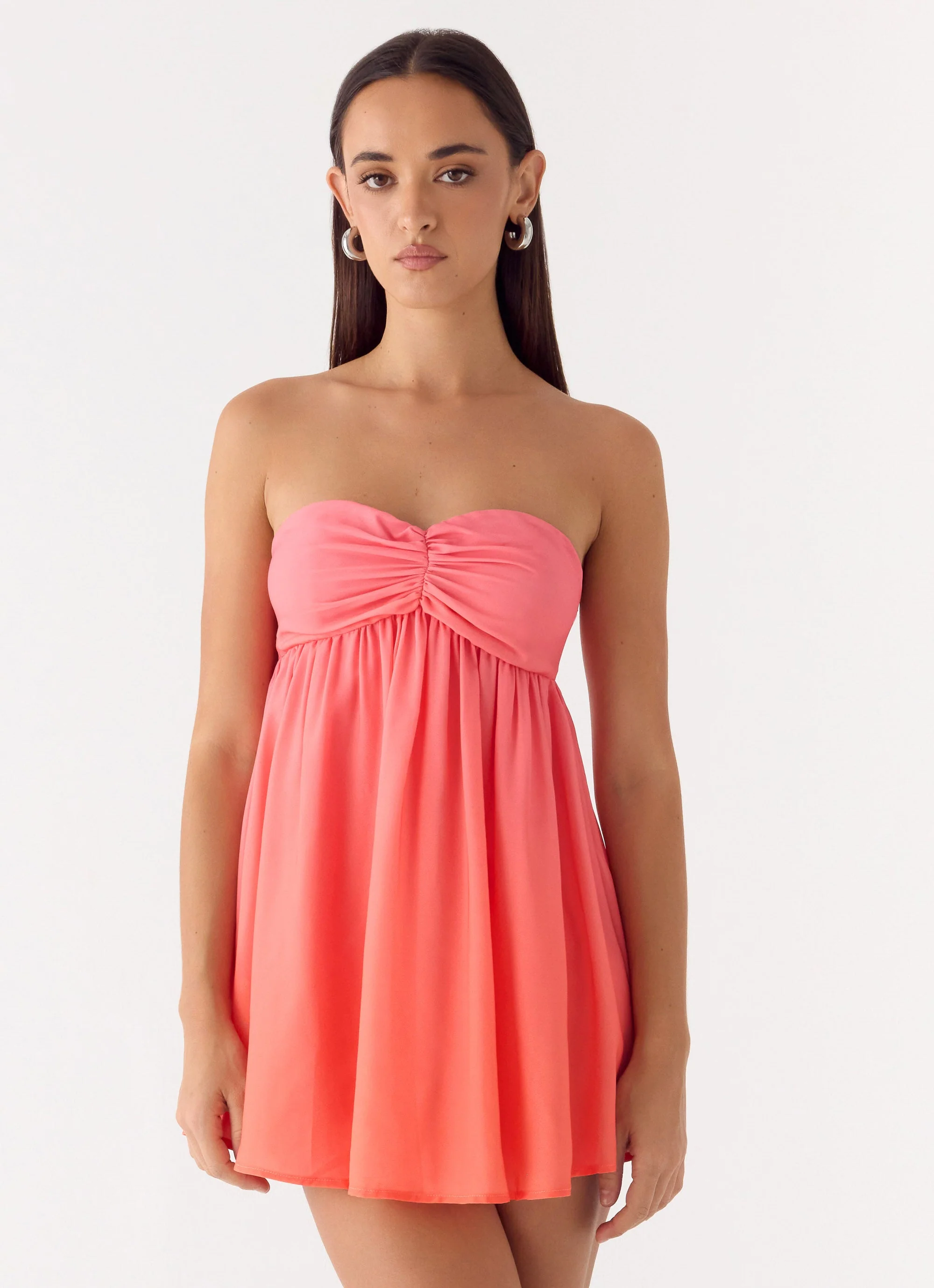 Elevare Strapless Mini Dress - Sunset Ombre - luluinthesky
