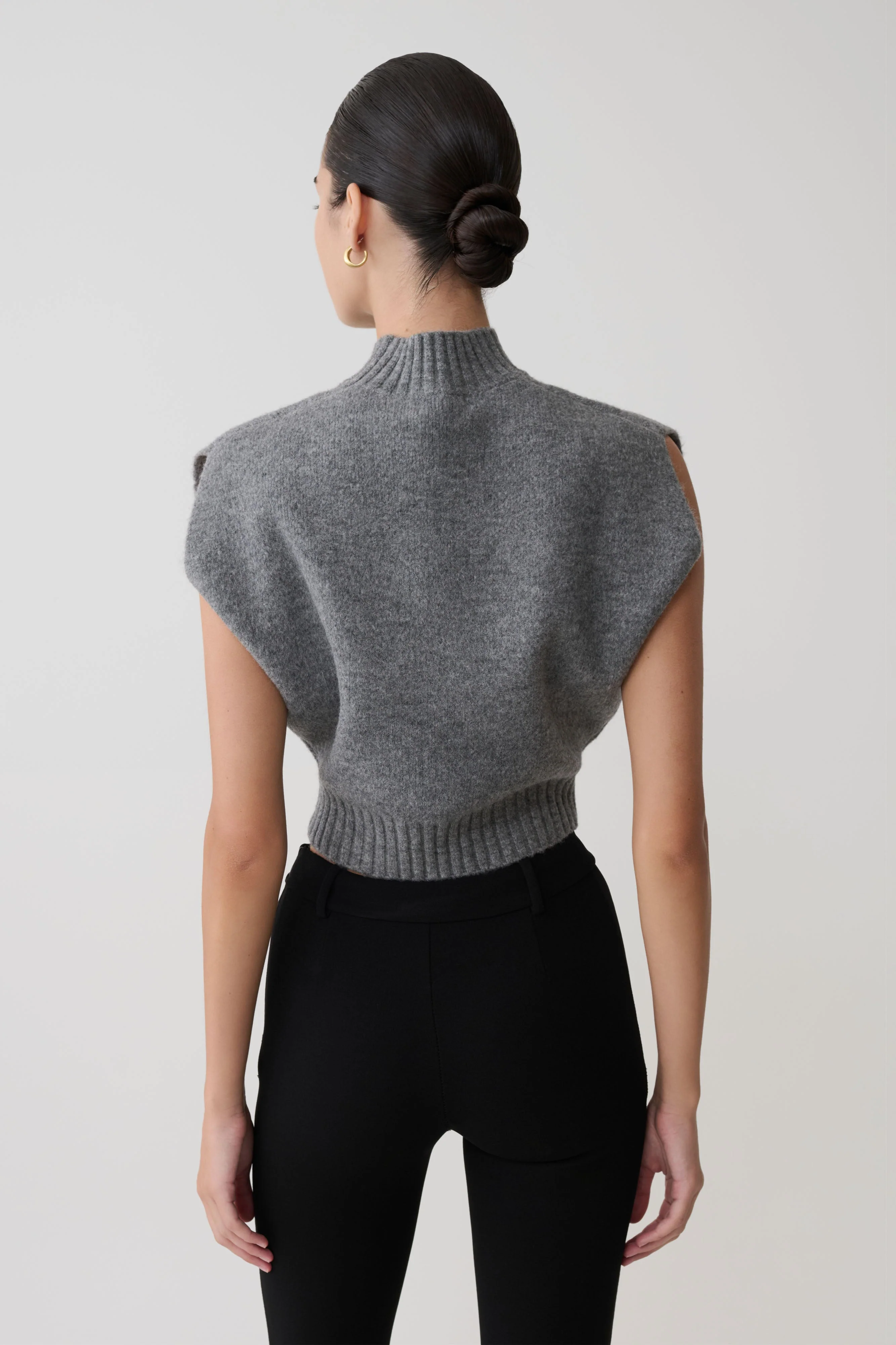 Niko Knit Oversized Top - Charcoal