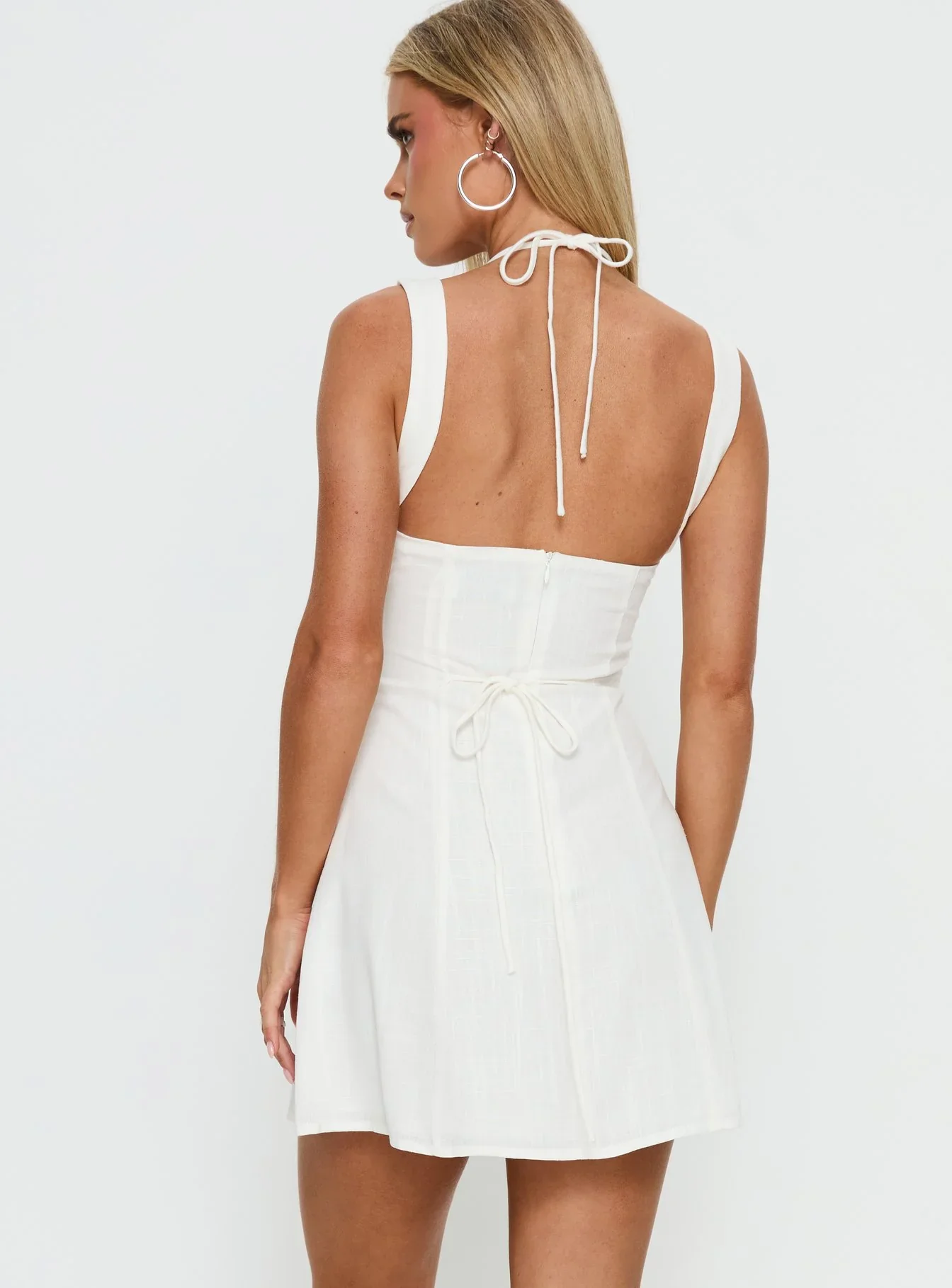 Kourtnae Halter Mini Dress White - luluinthesky
