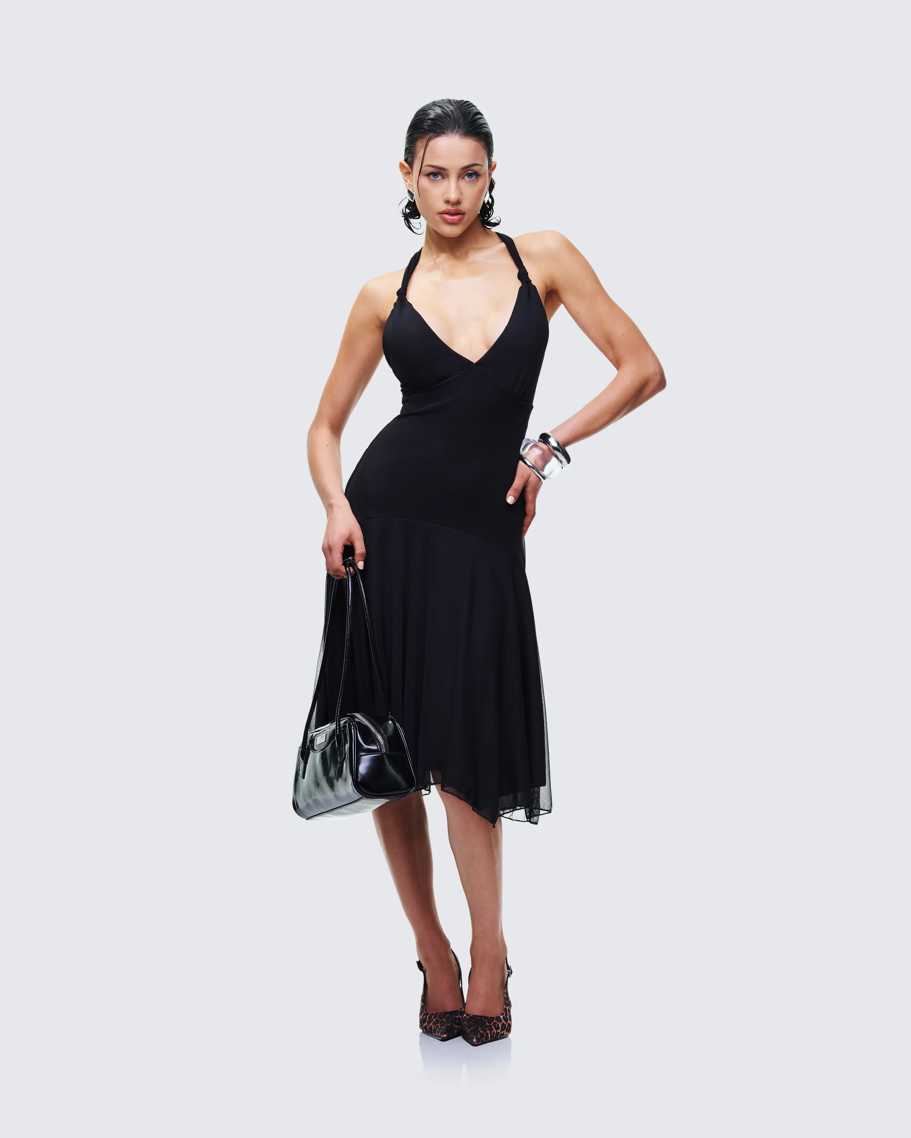 Siris Black Mesh Maxi Dress