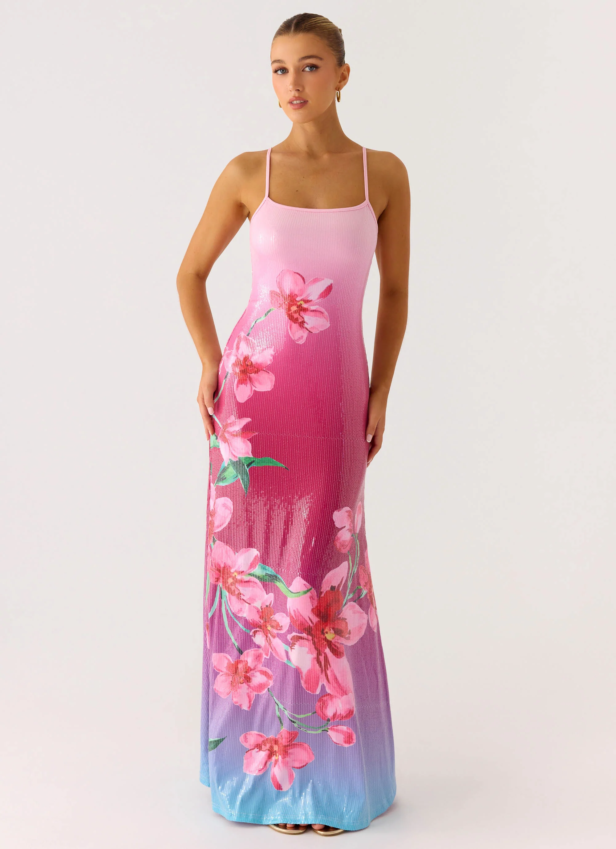 Ariaz Sequin Maxi Dress - Ombre Reef
