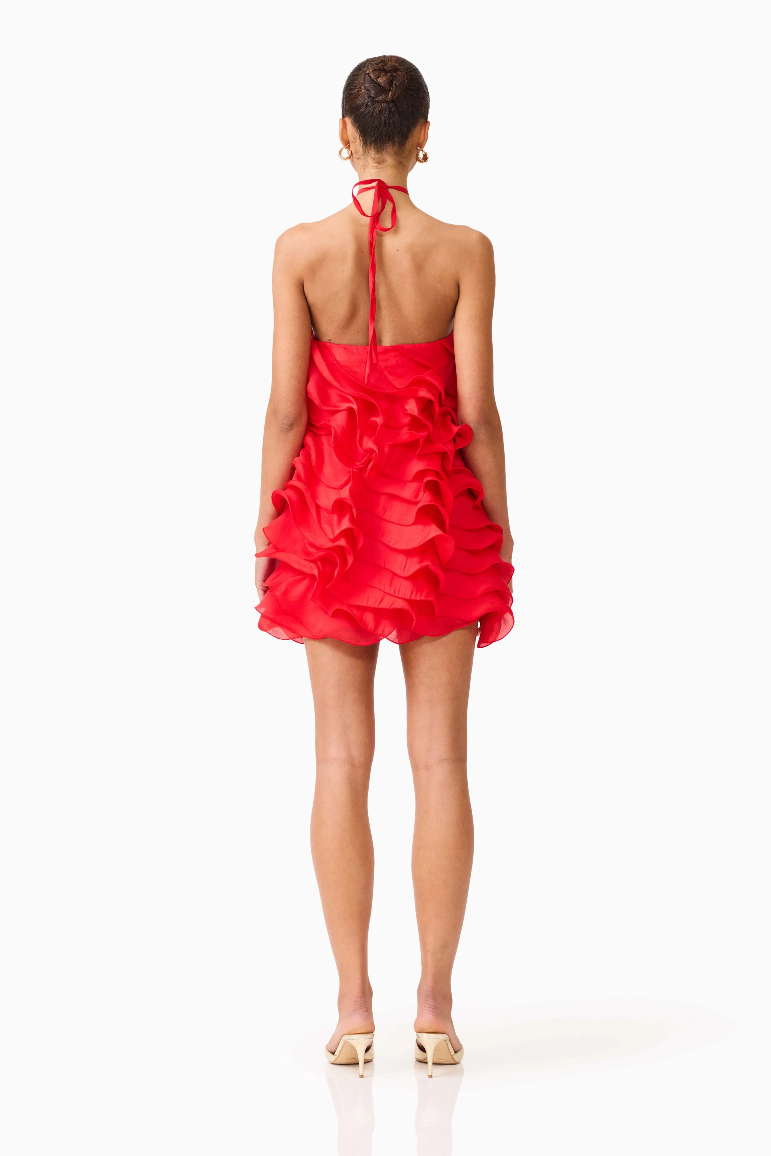 Yvette Halter Mini Dress in Vermilion Red