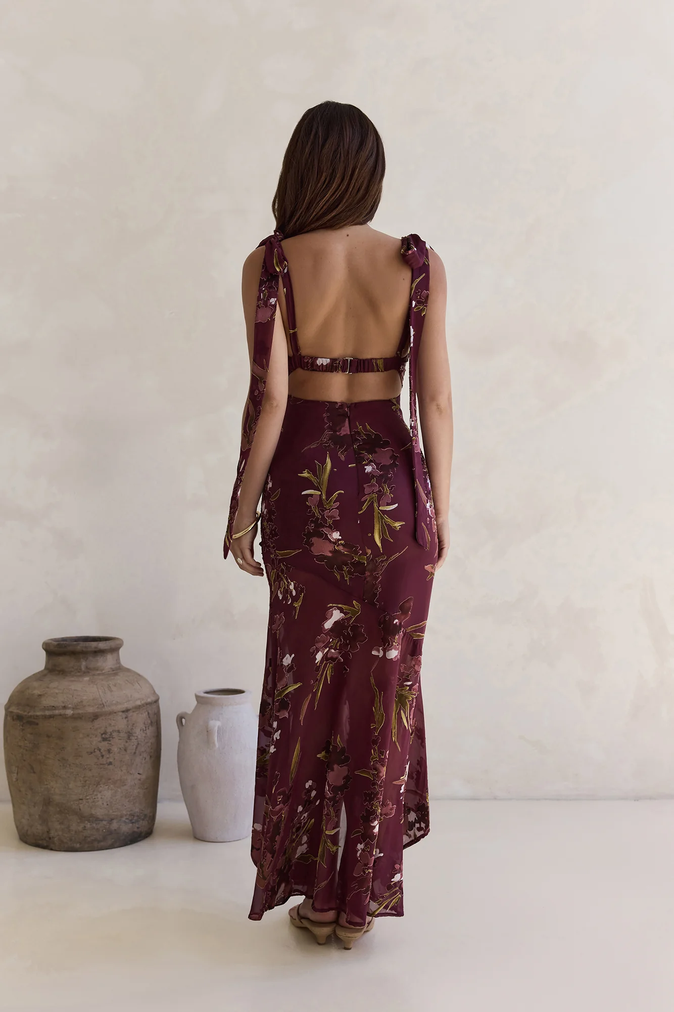Night Garden Maxi Dress Burgundy - luluinthesky