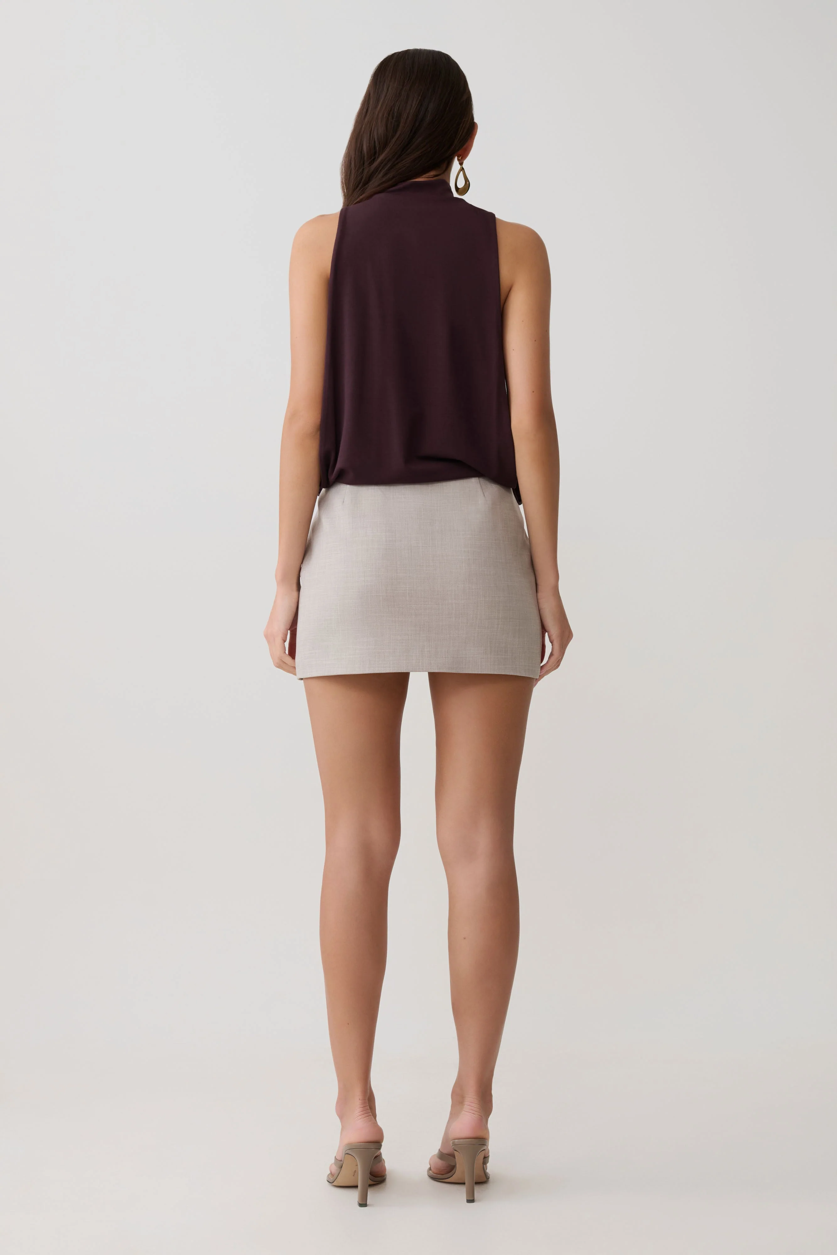 Laurelle Sleeveless Modal Draped Bodysuit - Chocolate