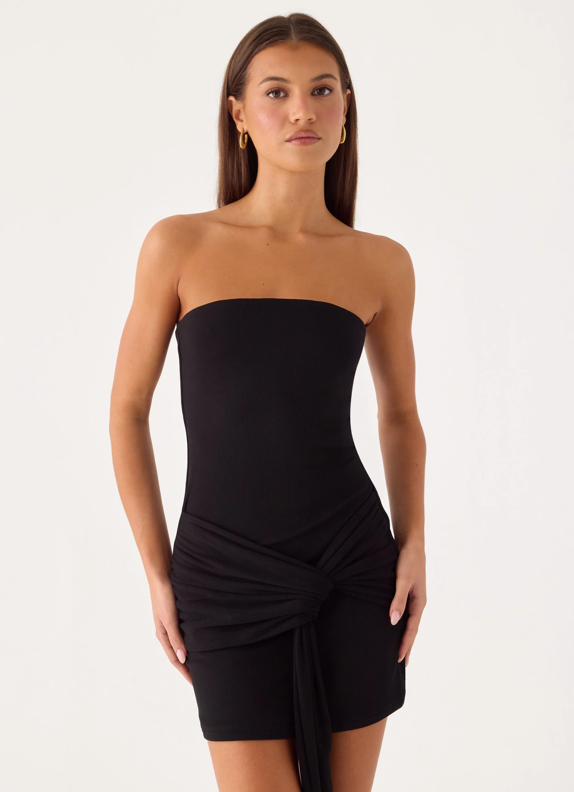 Jiliana Strapless Mini Dress - Black - luluinthesky