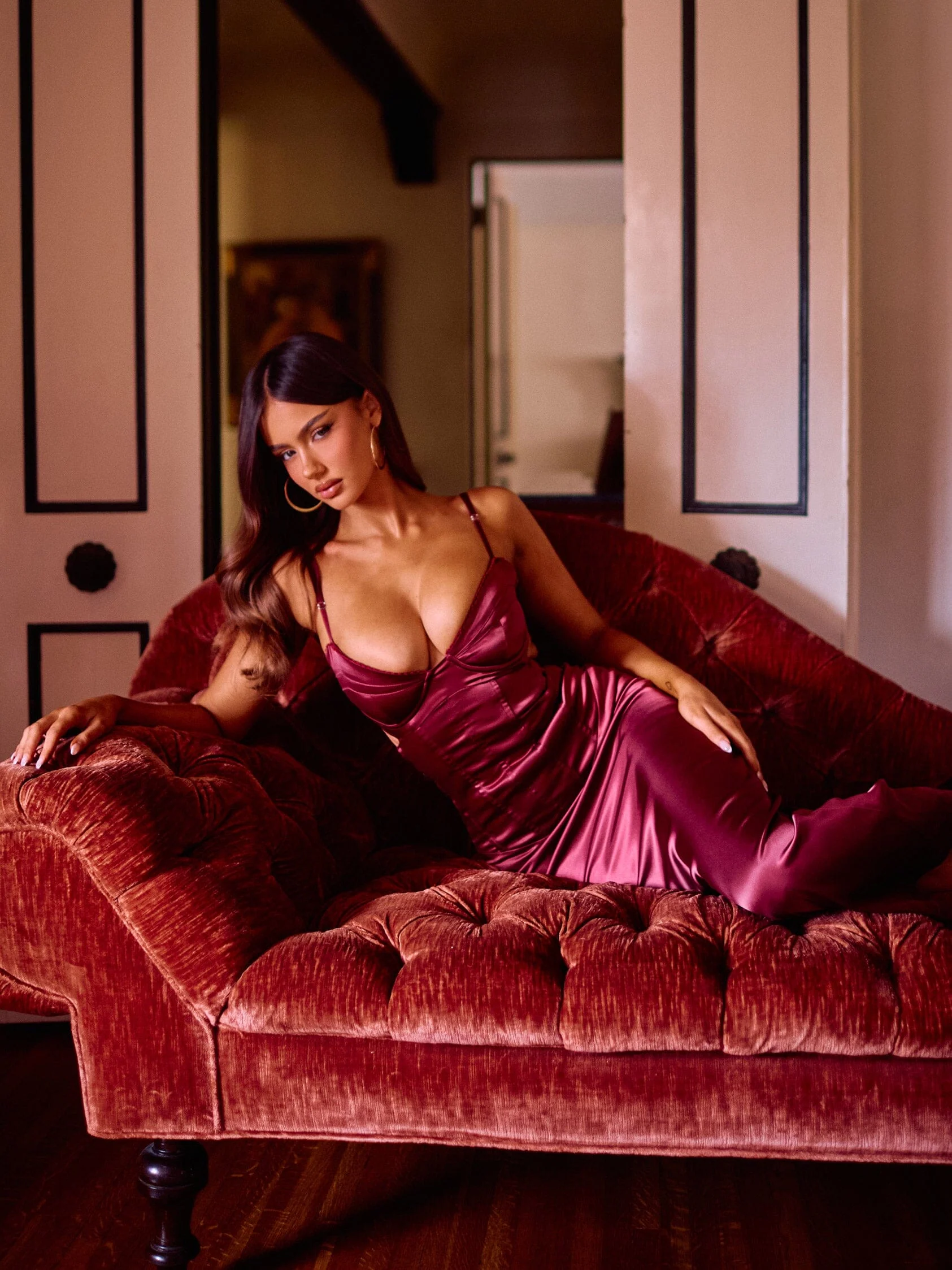 Hollie Midi Dress Burgundy