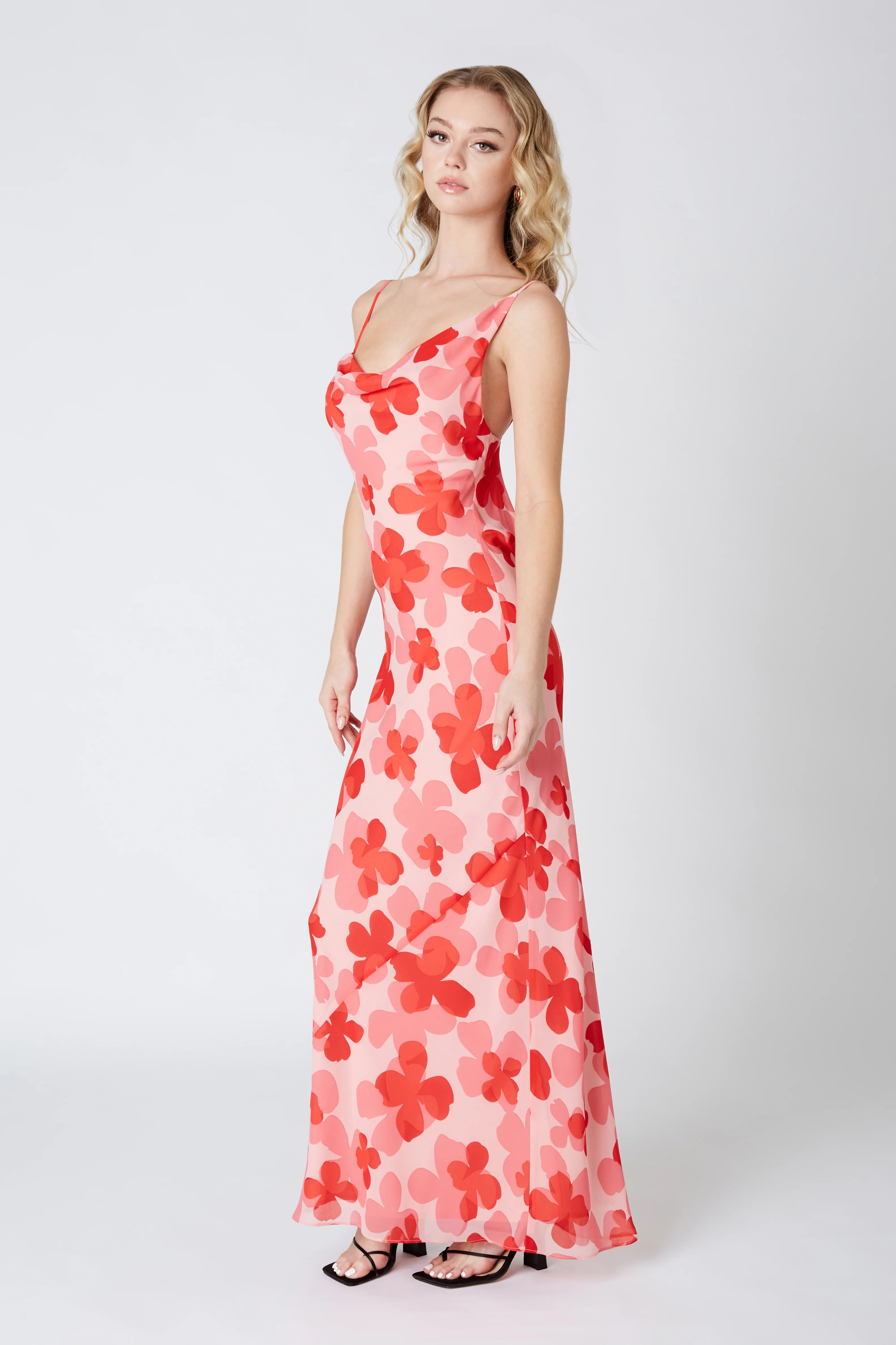 Floral Cowl Neck Maxi Dress
