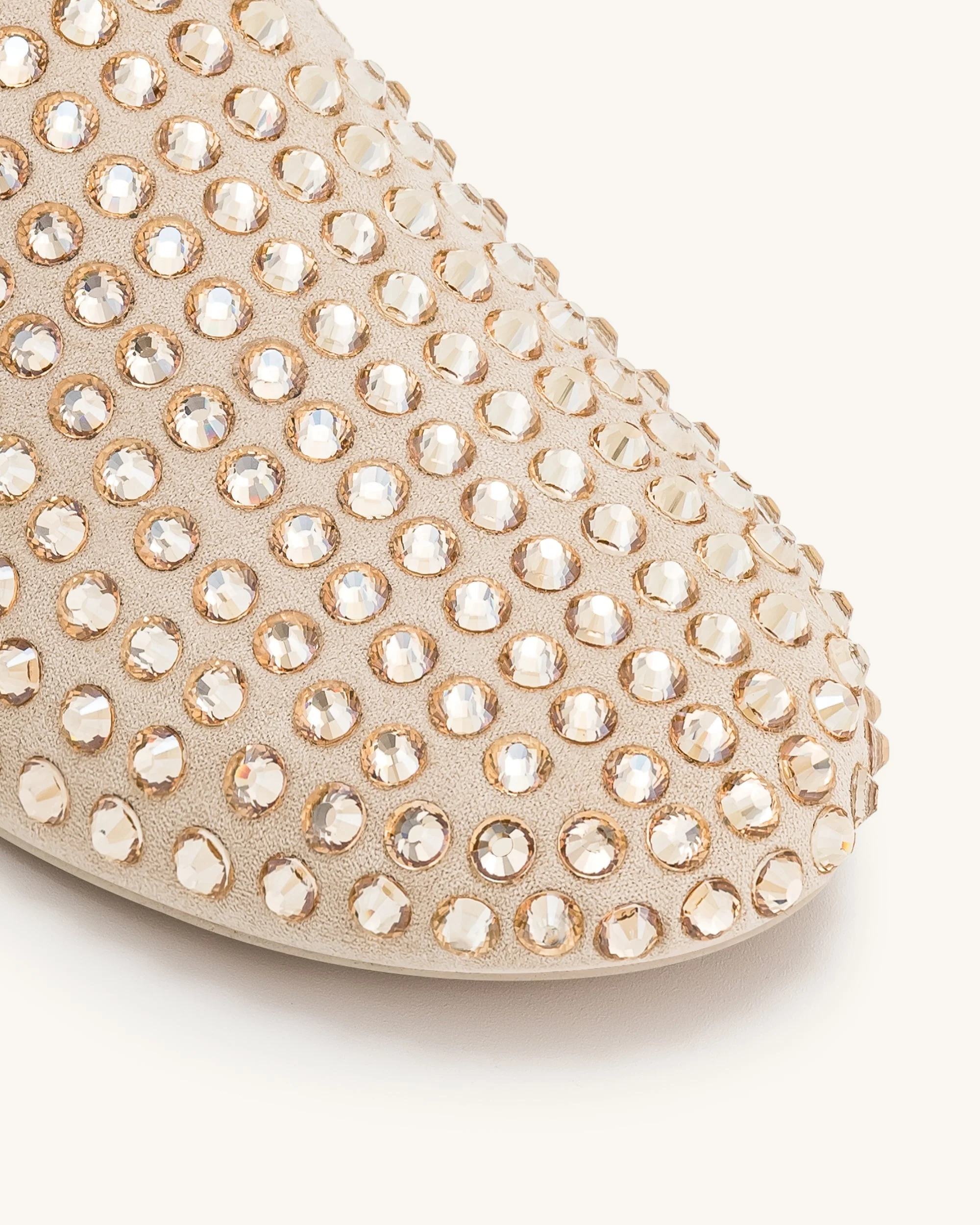 Athena Artificial Crystal Flat Mules - Beige