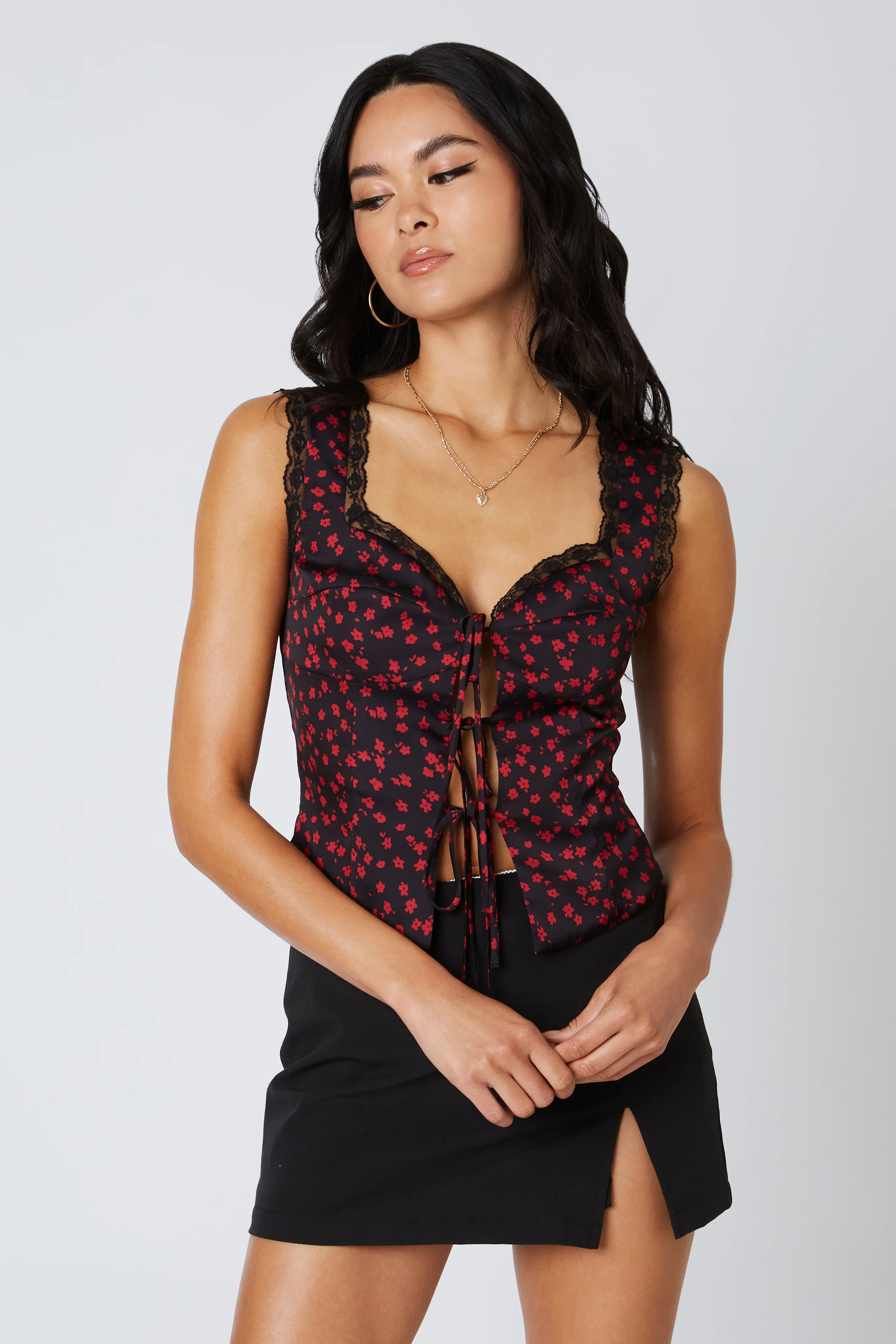 Satin Tie-Front Corset