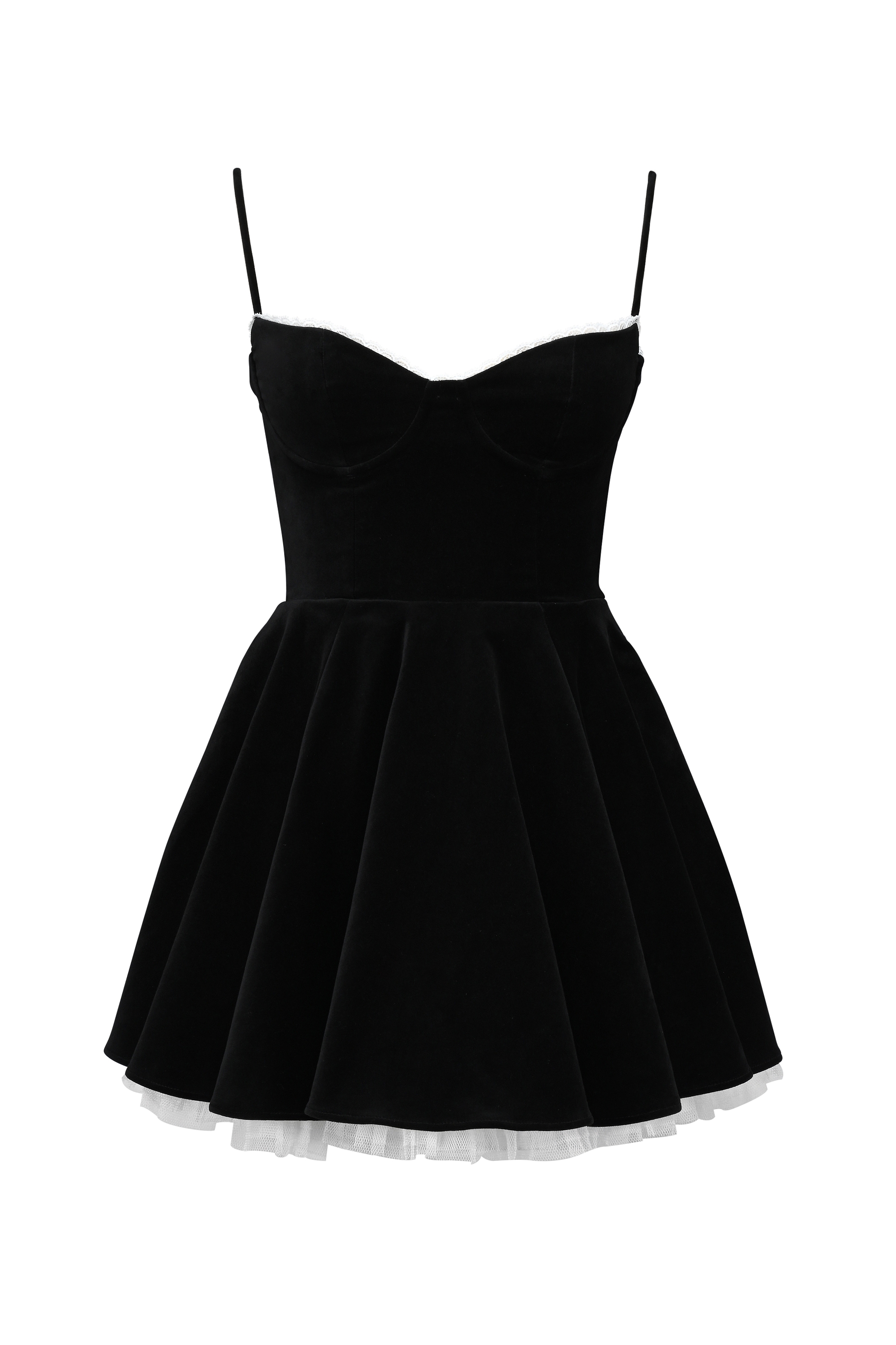 Black Velvet Tulle Mini Dress