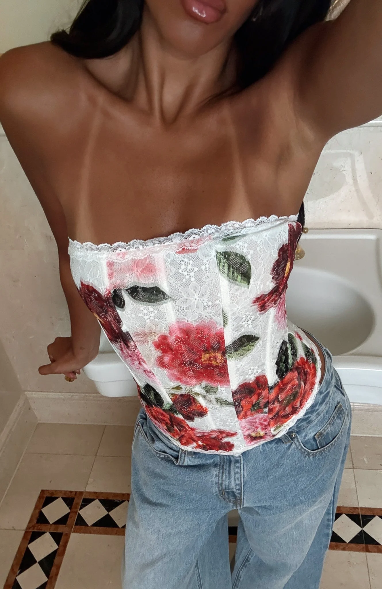Darling Heart Strapless Bustier Heirloom Bloom