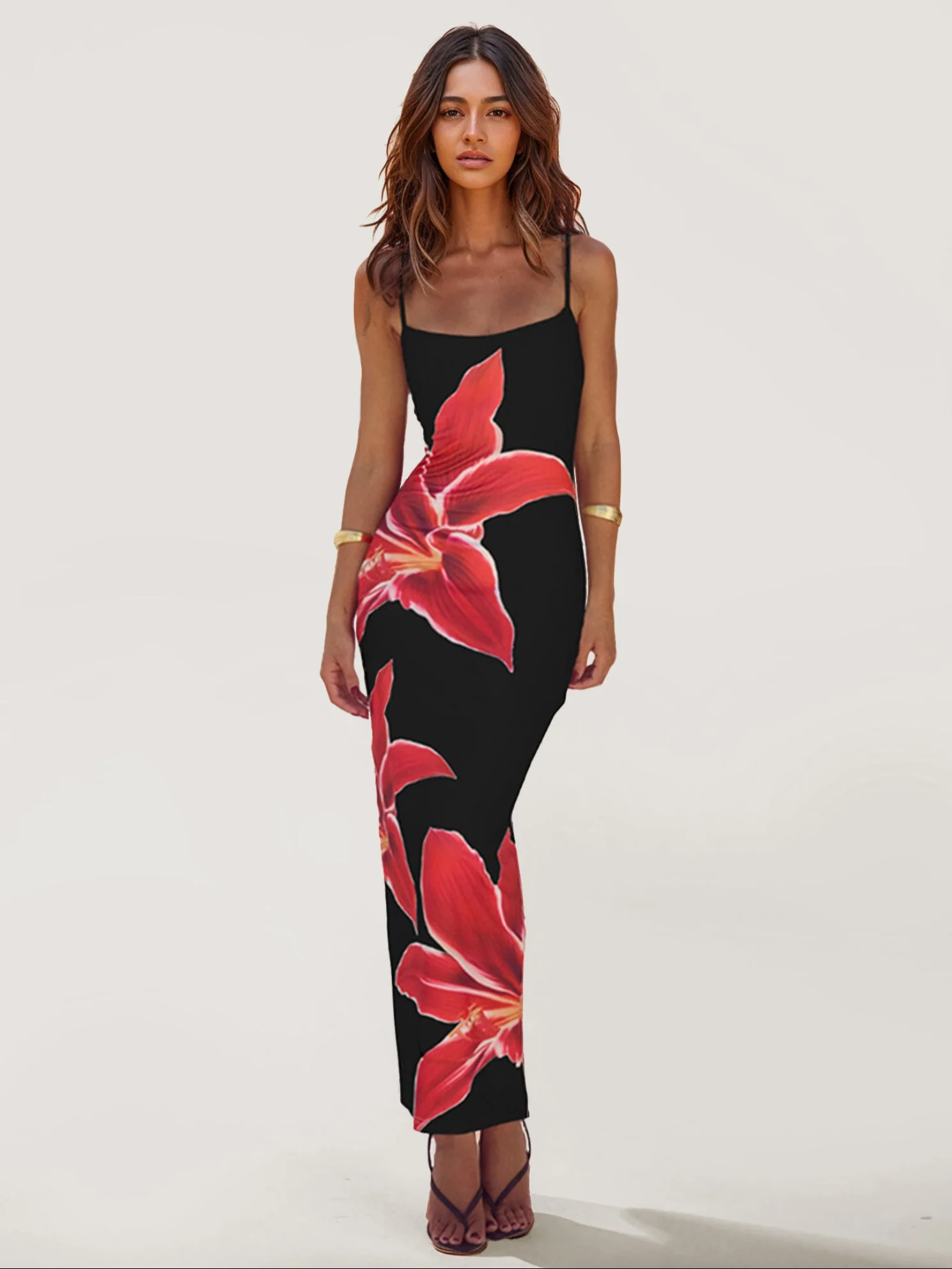 Floral Print Strapless Maxi Dress