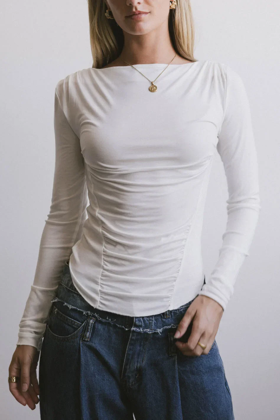 Bianca Ruched Top in Ivory