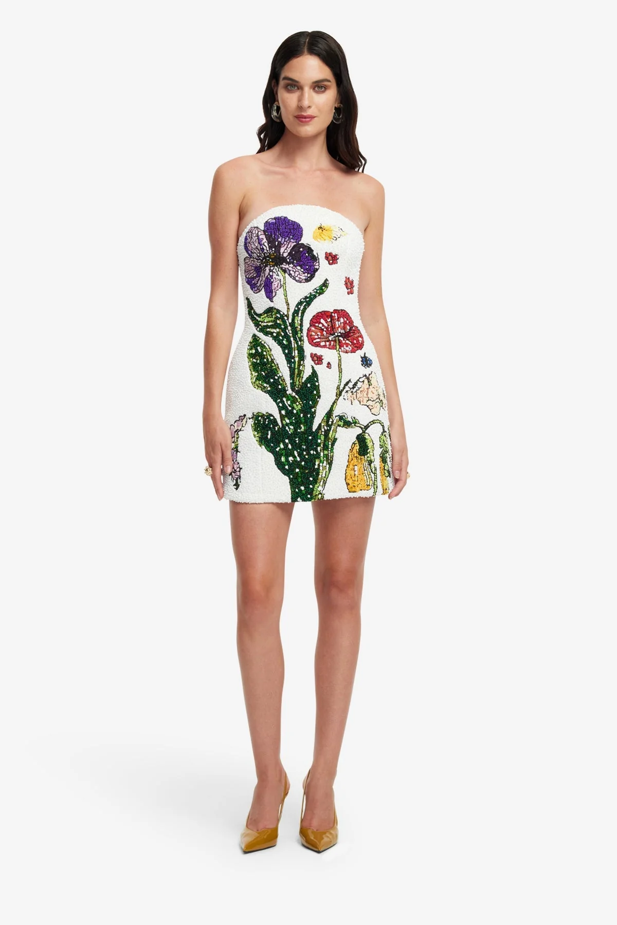 Zaria Beaded Bustier Mini Dress - Wildflowers