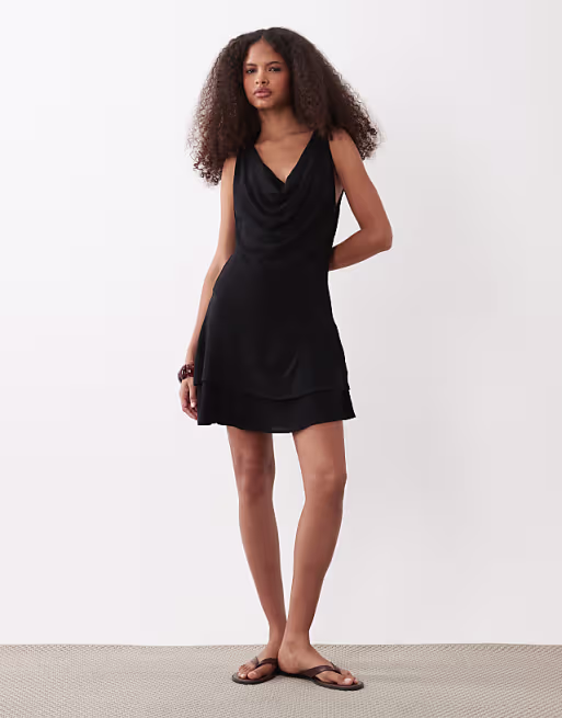 Mango Teen sleeveless mini dress in black