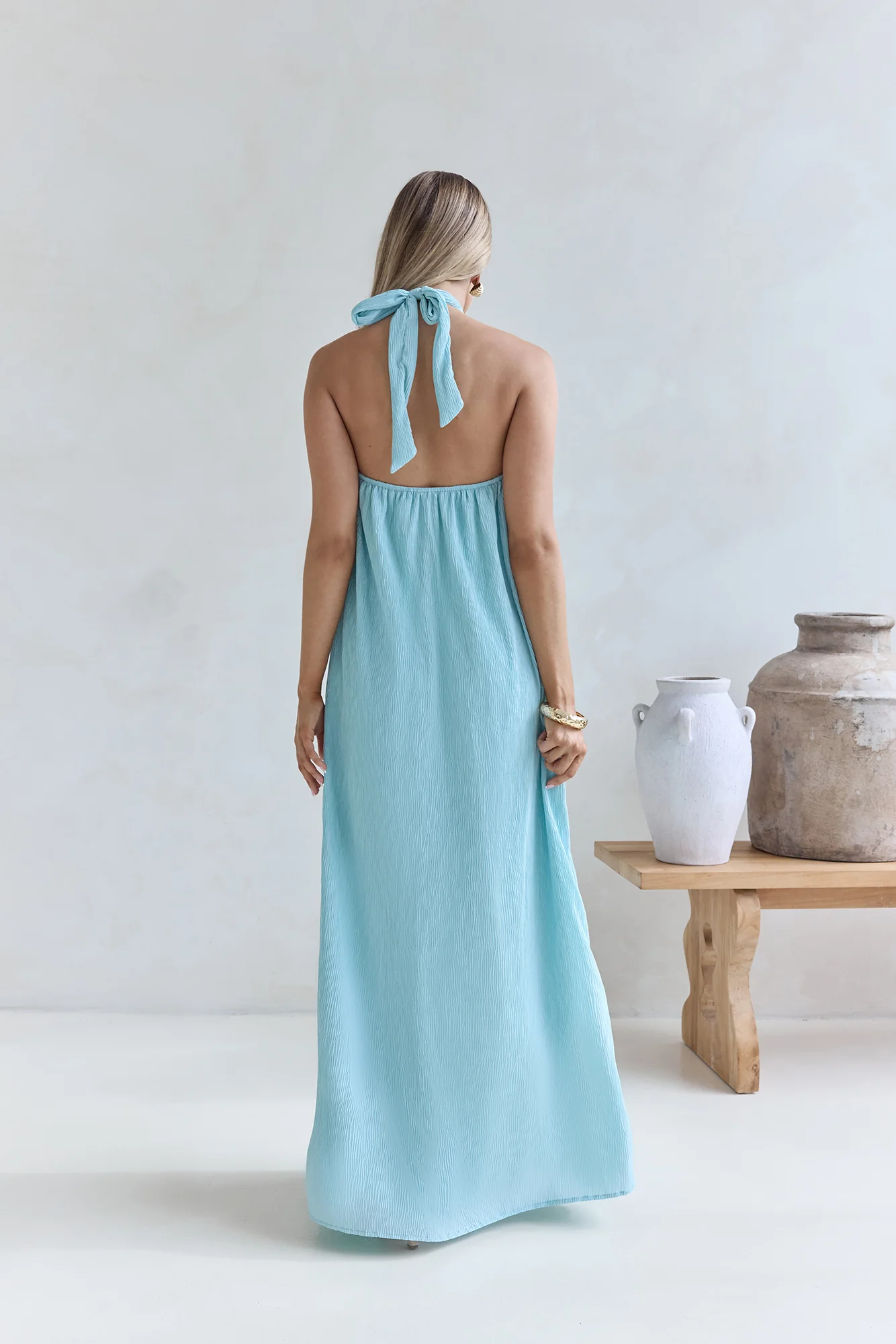 Isle Of Chic Halter Maxi Dress Aqua