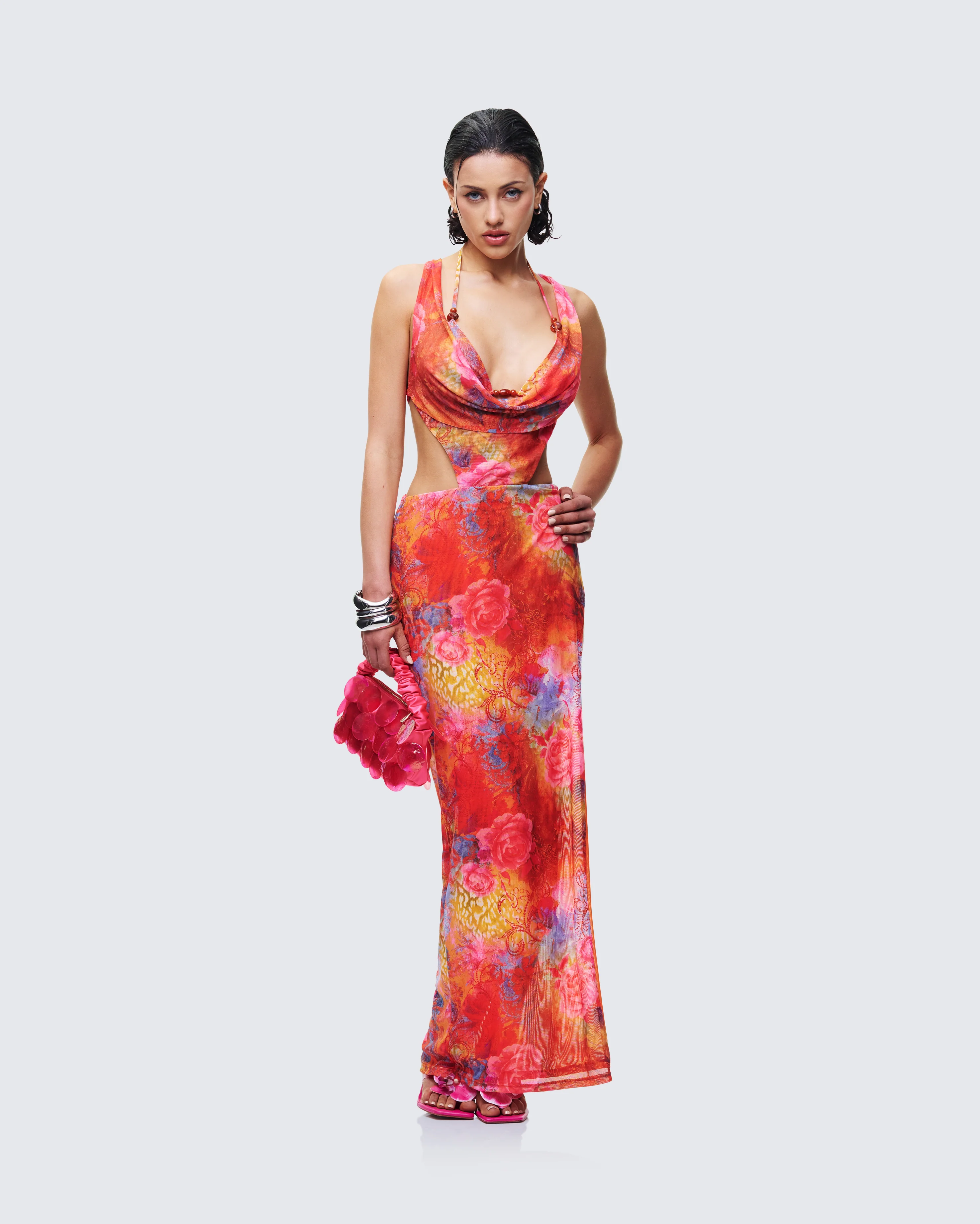 Aviella Multi Cowl Neck Maxi Dress