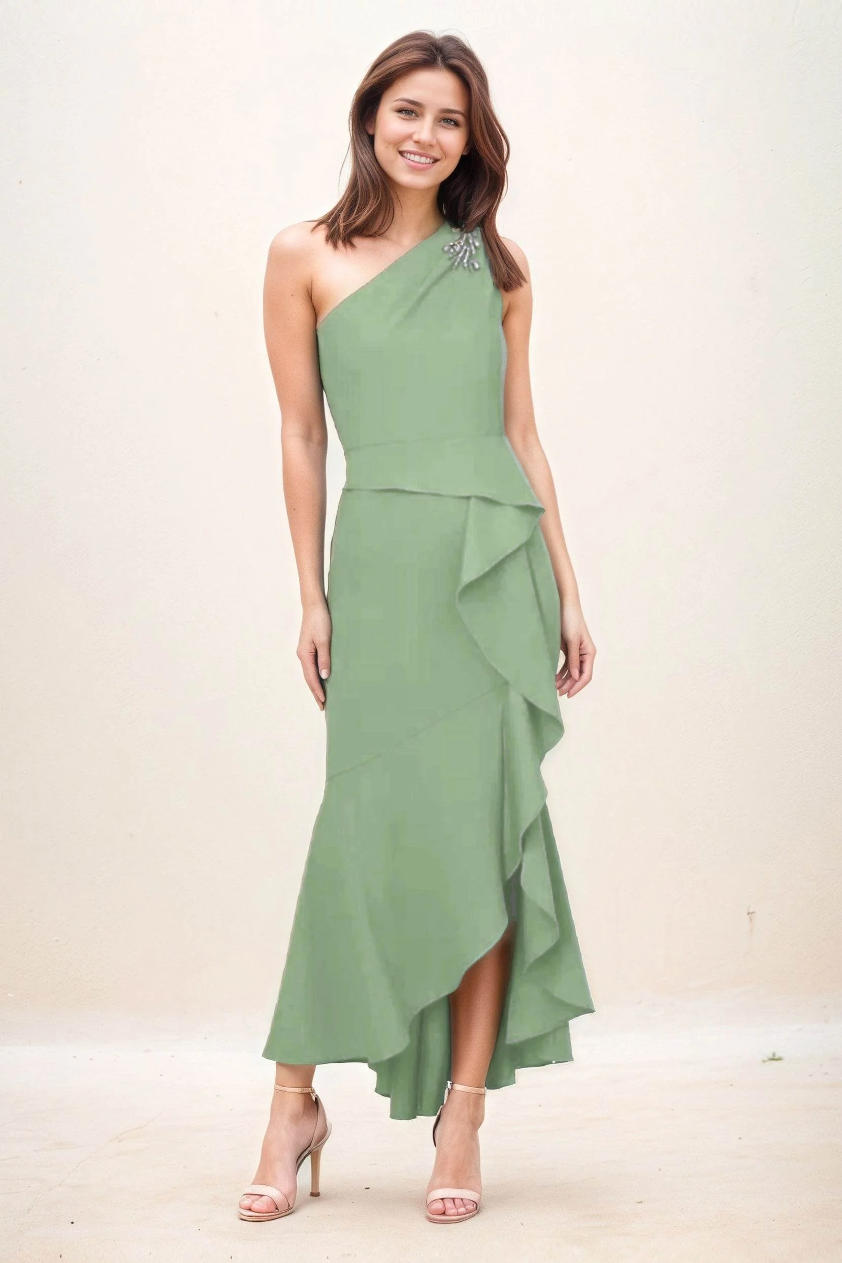 Sheath-Column Maxi Elastic Cloth Wedding Guest Dress CG0274