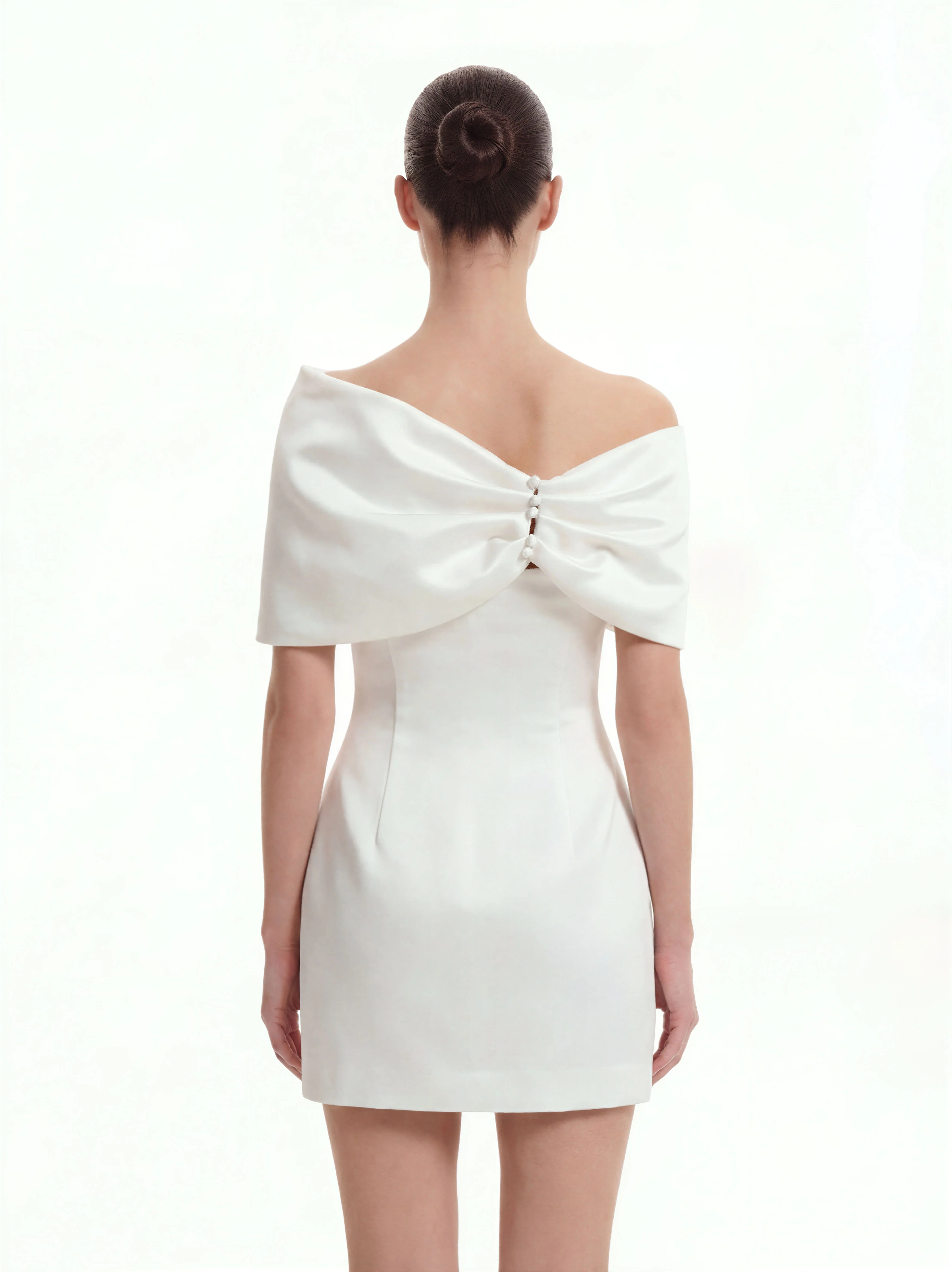 Satin Asymmetric Bow Mini Dress - White - luluinthesky