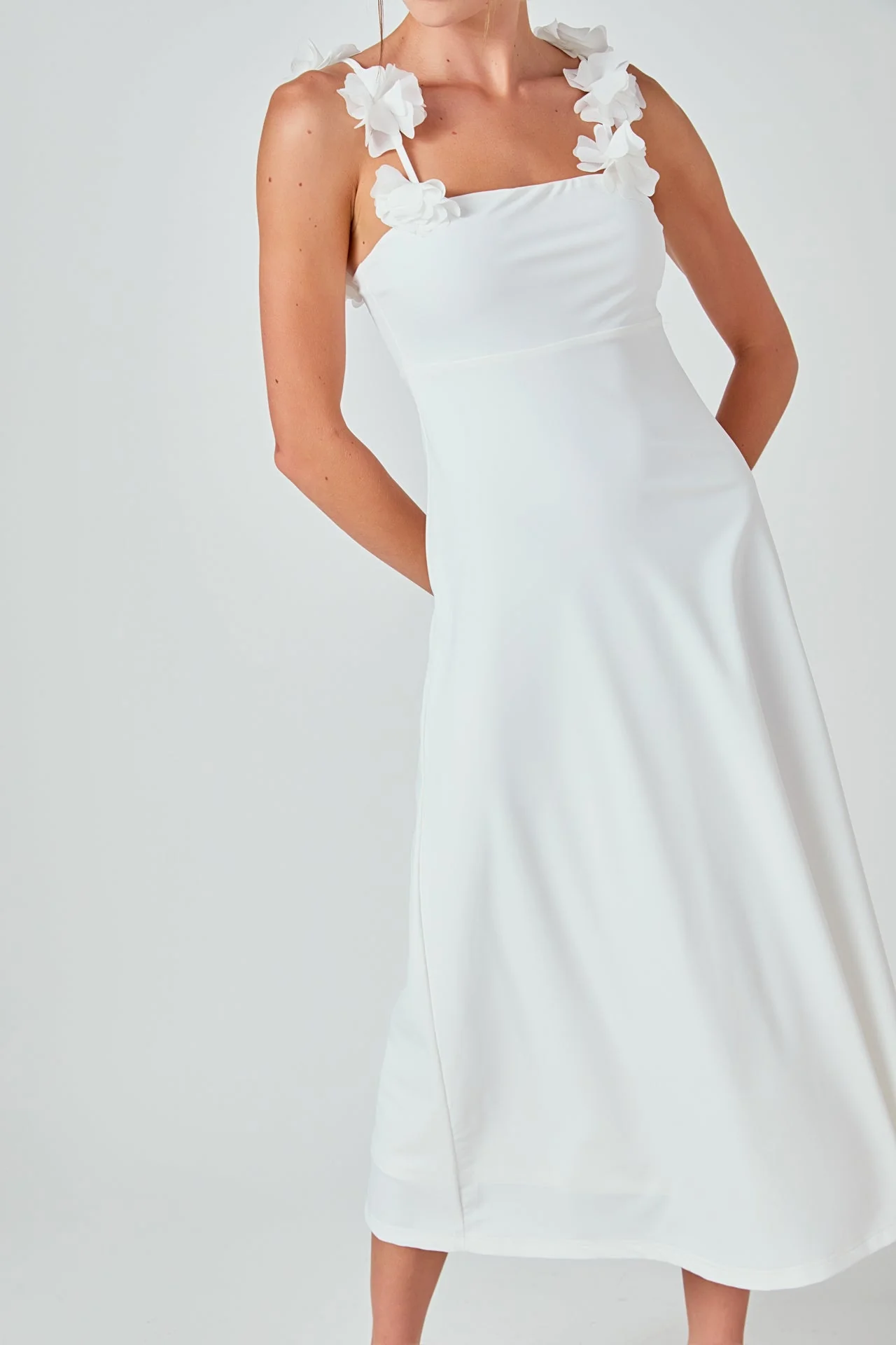 Rosette Shoulder Maxi Dress