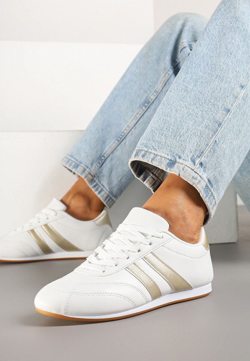 Biało-Czerwone Sneakersy Typu Tenisówki z Paseczkami Liantina