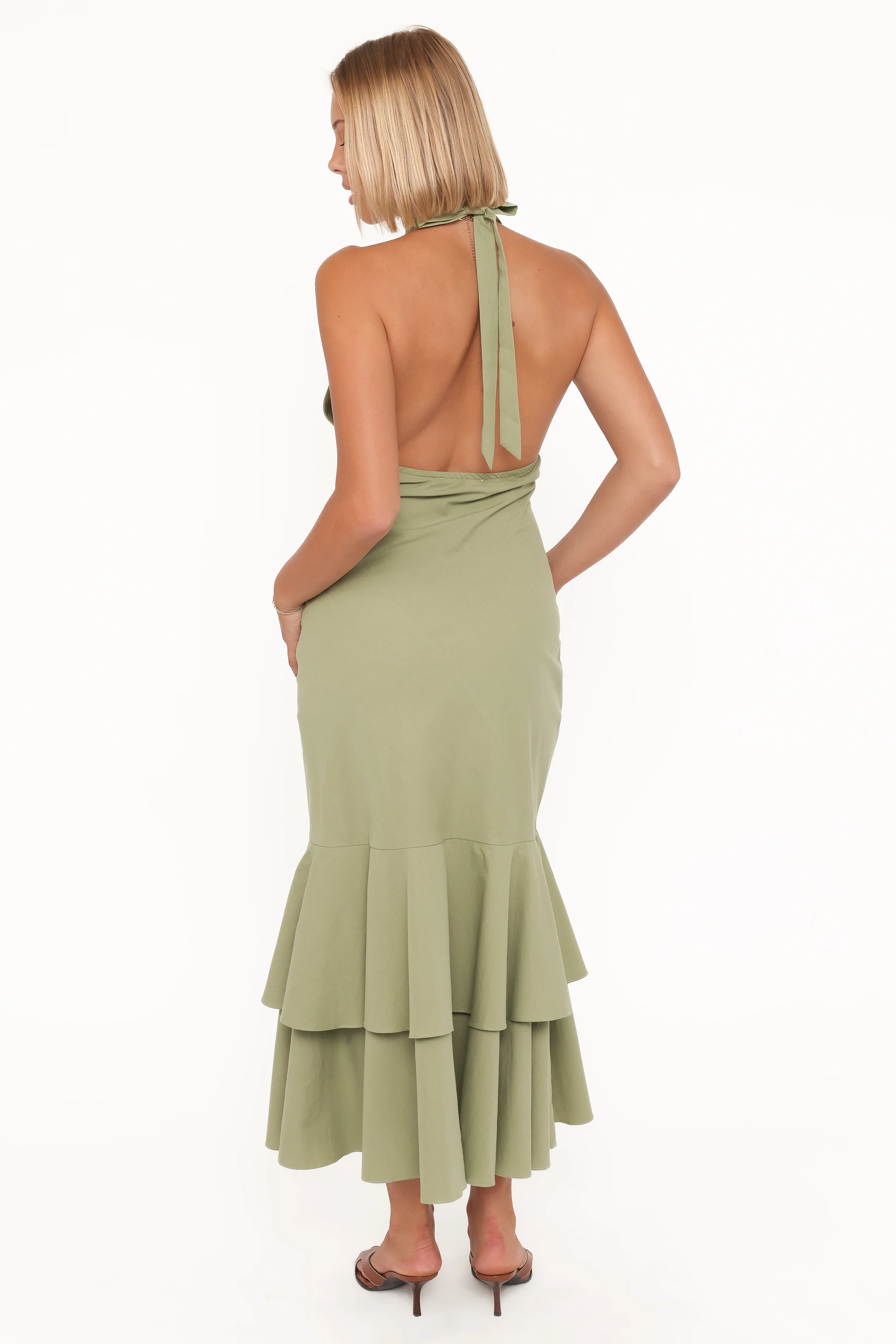 Robyn Halterneck Maxi Dress - Olive Green