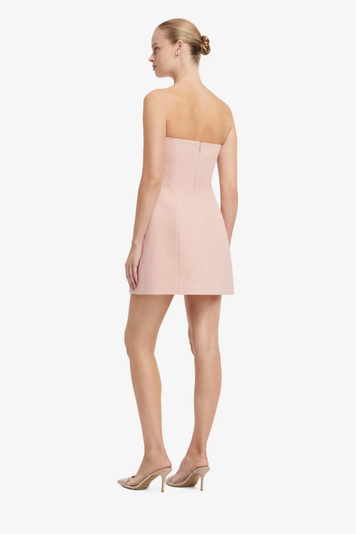 Roselle Appliqué Tweed Bustier Mini Dress - Dusty Pink