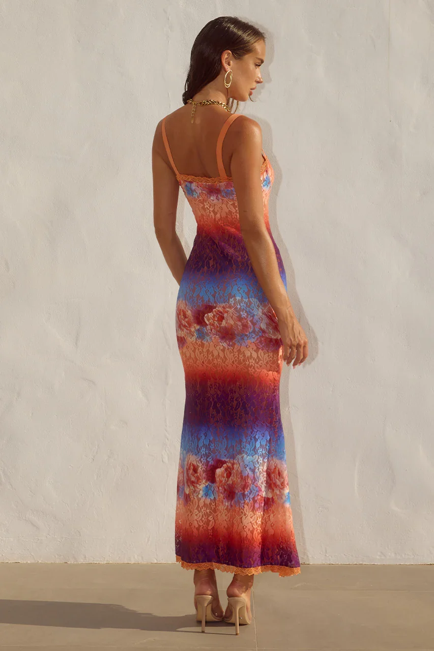 SERINA LACE MAXI DRESS - NADIA PINK OMBRE