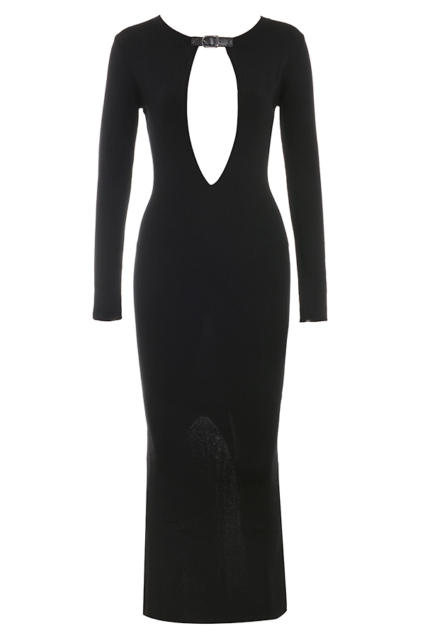 Black Knit Maxi Dress