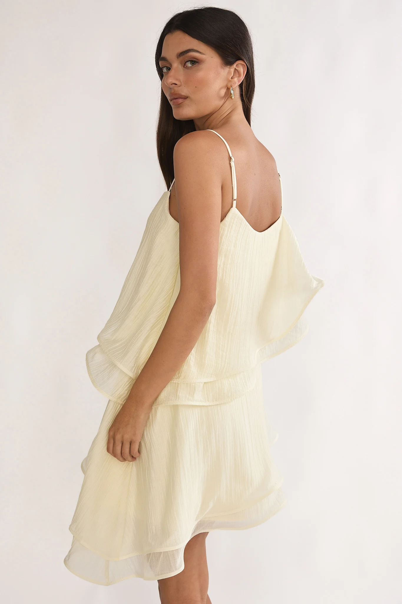 Como Asymmetric Layered Mini Dress Cream