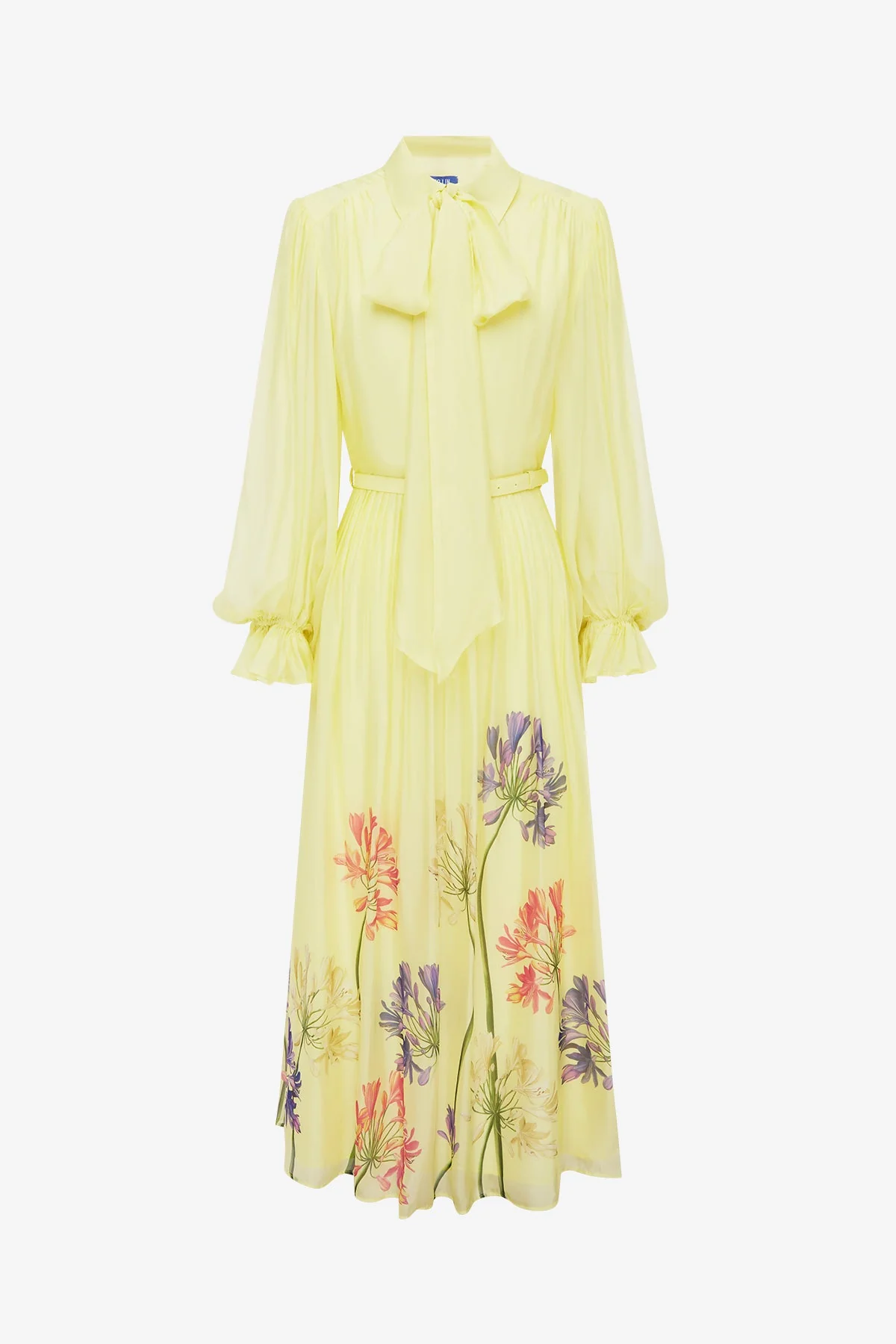 Cassie Tie Neck Midi Dress - Agapanthus Print