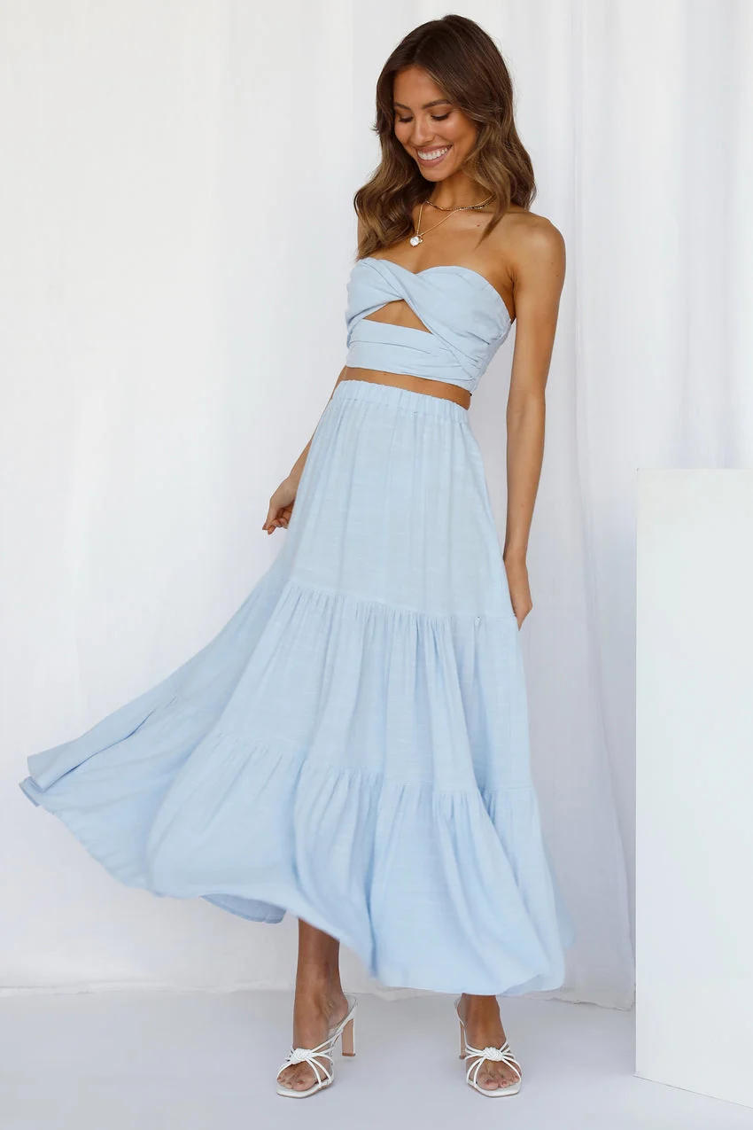 So Particular Maxi Skirt Blue - luluinthesky