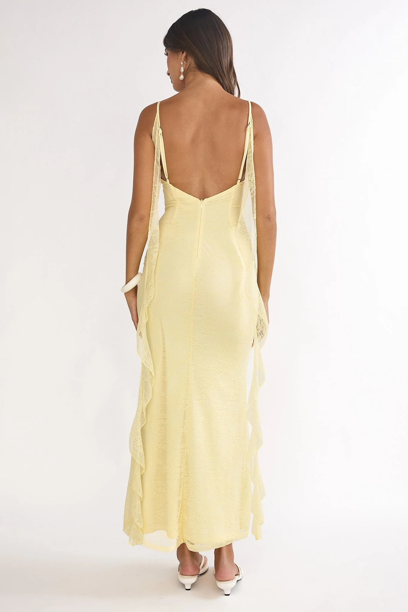 Sunspell Ruffle Trim Lace Maxi Dress Butter