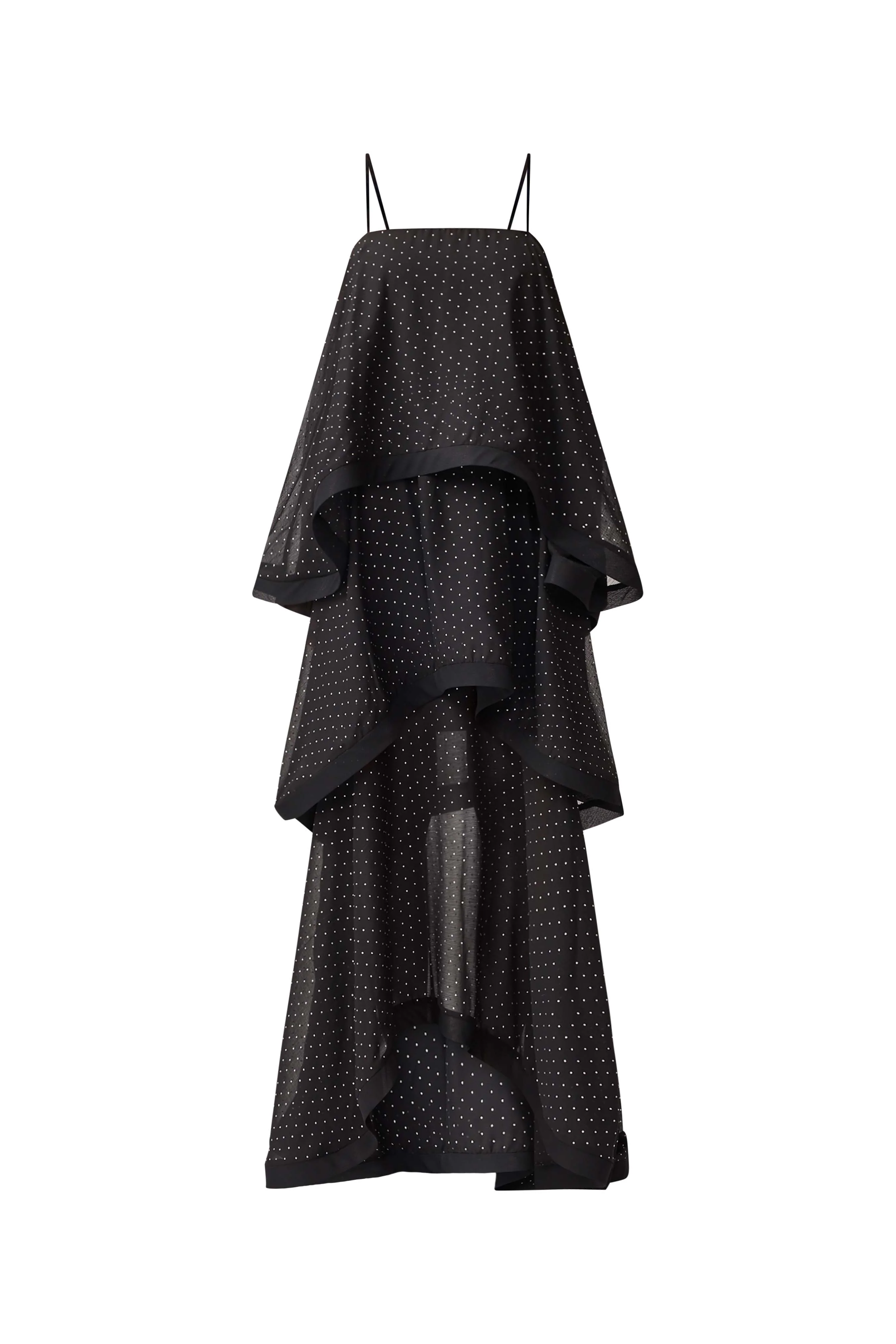 Moss Tiered Embellished Gown in Black