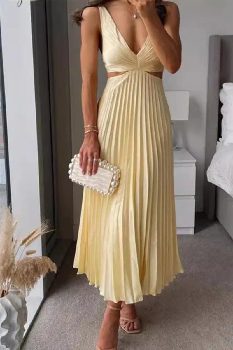 A-Line Tea Length Elastic Satin Wedding Guest Dress 1043657886538