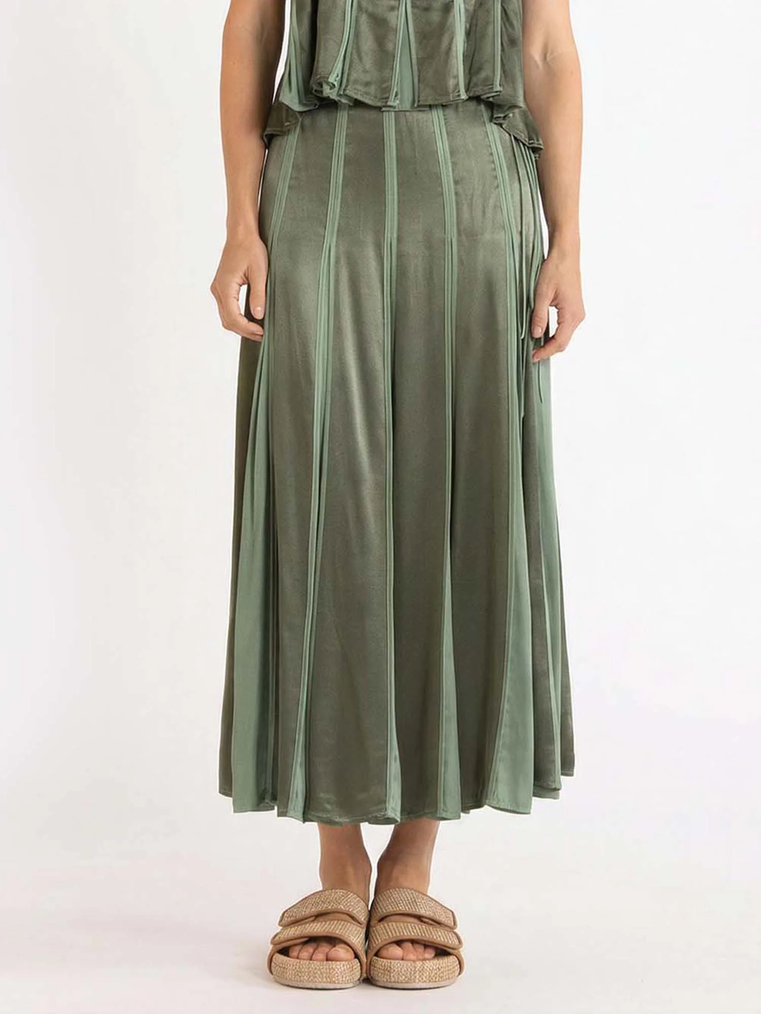Sage Pleat Skirt