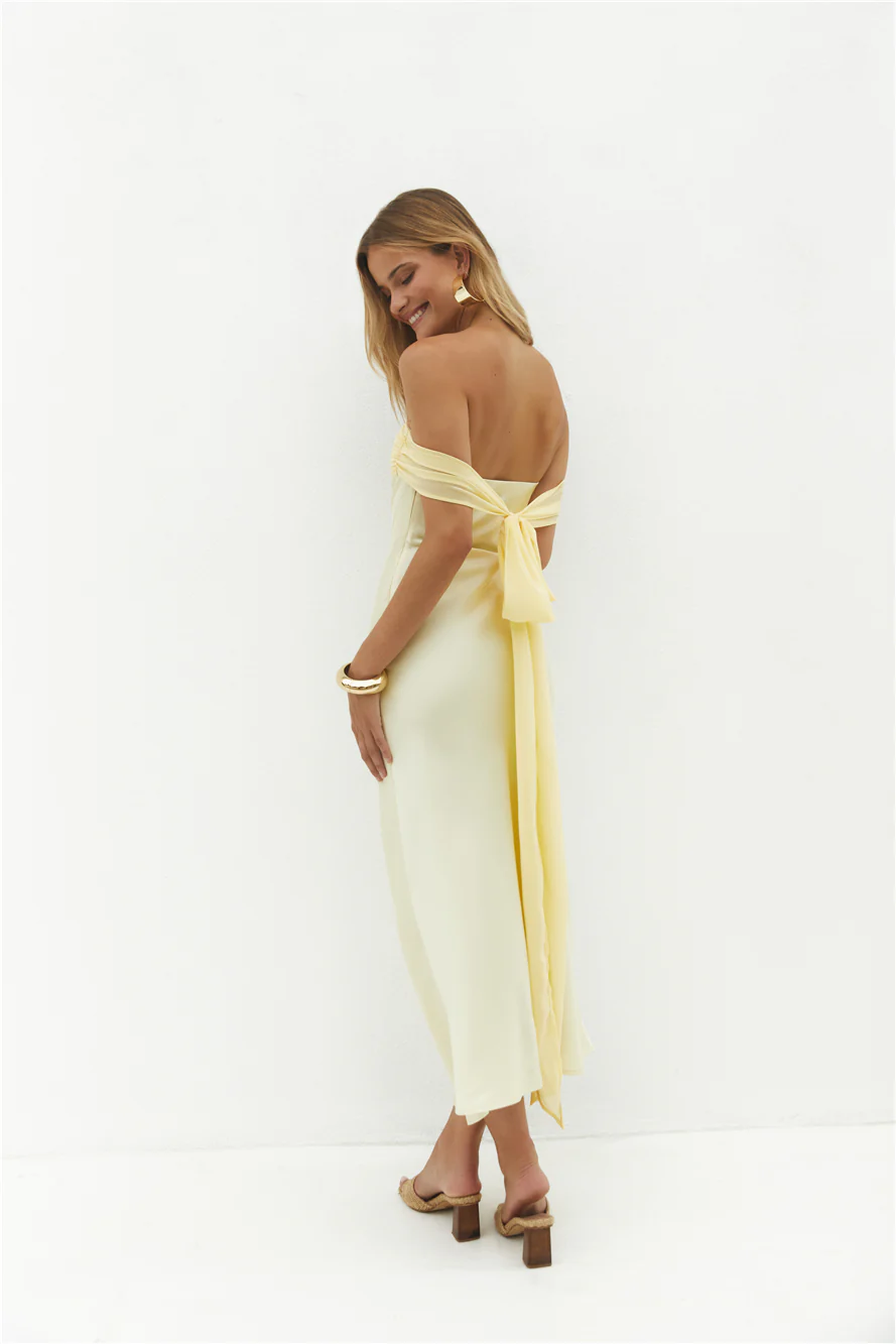 Cleo Cove Strapless Maxi Dress Butter Yellow - luluinthesky